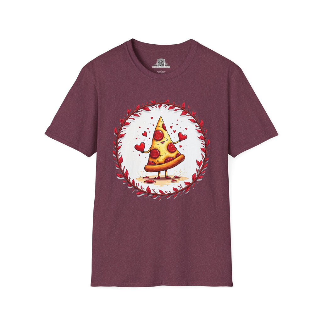 Printify T-Shirt S / Heather Maroon Love at First Bite Pizza - Love & Fun T-Shirt