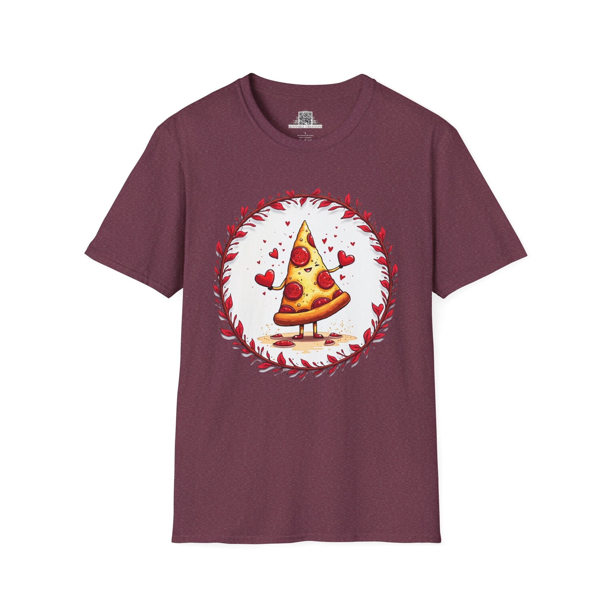 Printify T-Shirt S / Heather Maroon Love at First Bite Pizza - Love & Fun T-Shirt