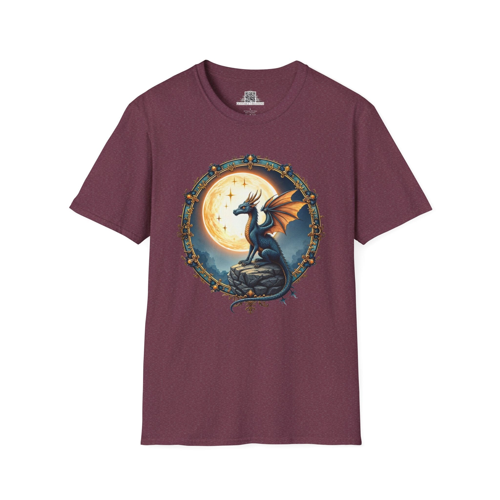 Printify T-Shirt S / Heather Maroon Lunar Ember - Dragons & Magic T-Shirt