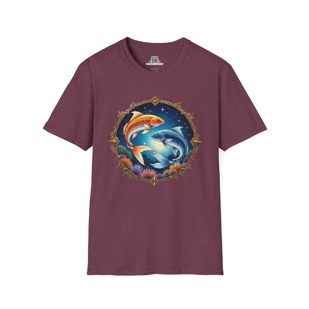 Printify T-Shirt S / Heather Maroon Pisces Zodiac Astrology - T-Shirt