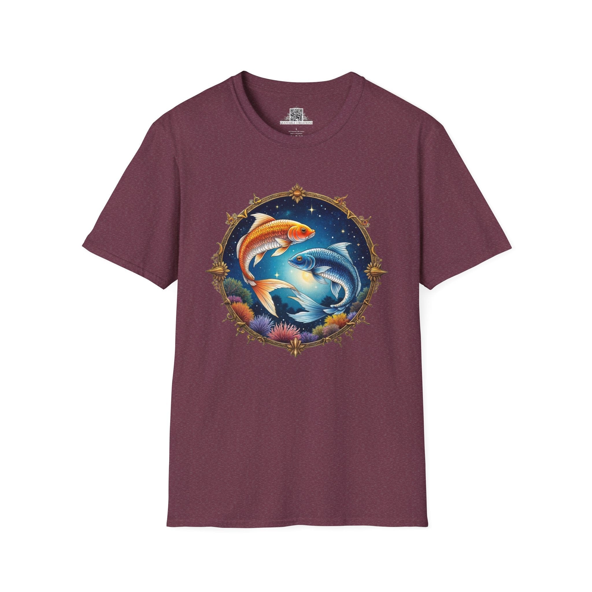 Printify T-Shirt S / Heather Maroon Pisces Zodiac Astrology - T-Shirt