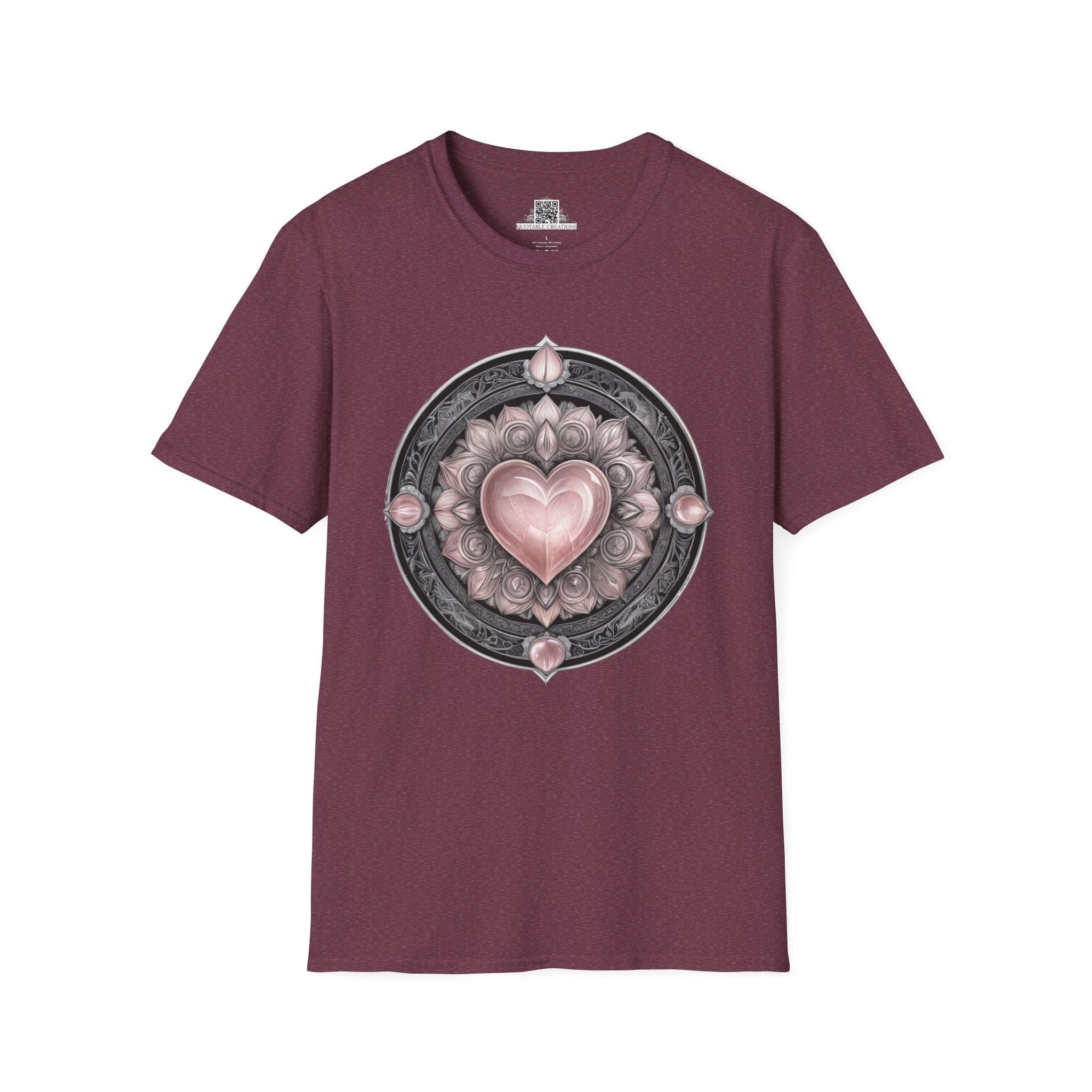 Printify T-Shirt S / Heather Maroon Rose Quartz - Crystals & Gemstones T-Shirt