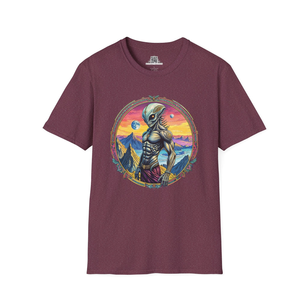 Printify T-Shirt S / Heather Maroon T-Shirt - Adventures Beyond the Stars Await - Let’s Blast Off - Alien & Space