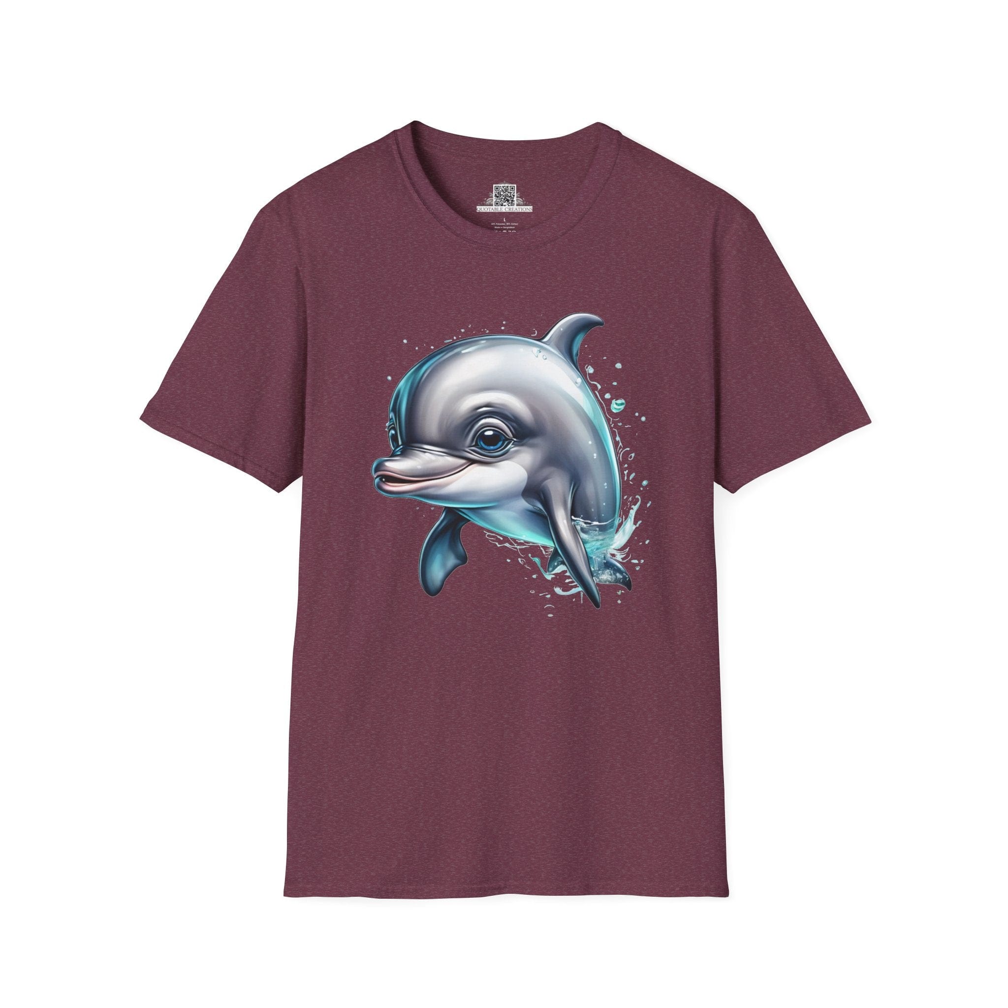 Printify T-Shirt S / Heather Maroon T-Shirt - Baby Dolphin - Hyper Cute