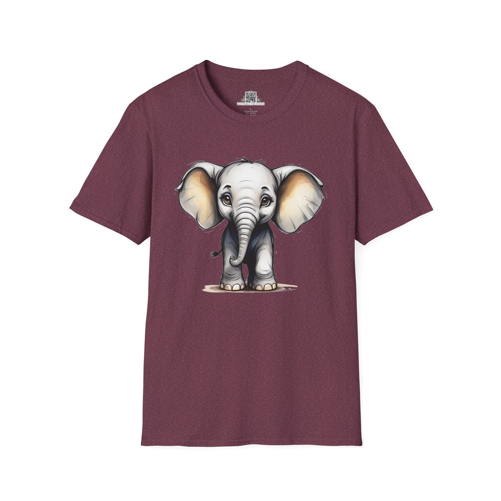 Printify T-Shirt S / Heather Maroon T-Shirt - Baby Elephant - Hyper Cute