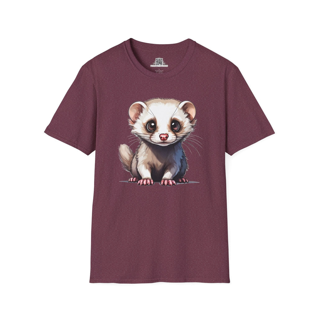 Printify T-Shirt S / Heather Maroon T-Shirt - Baby Ferret - Hyper Cute