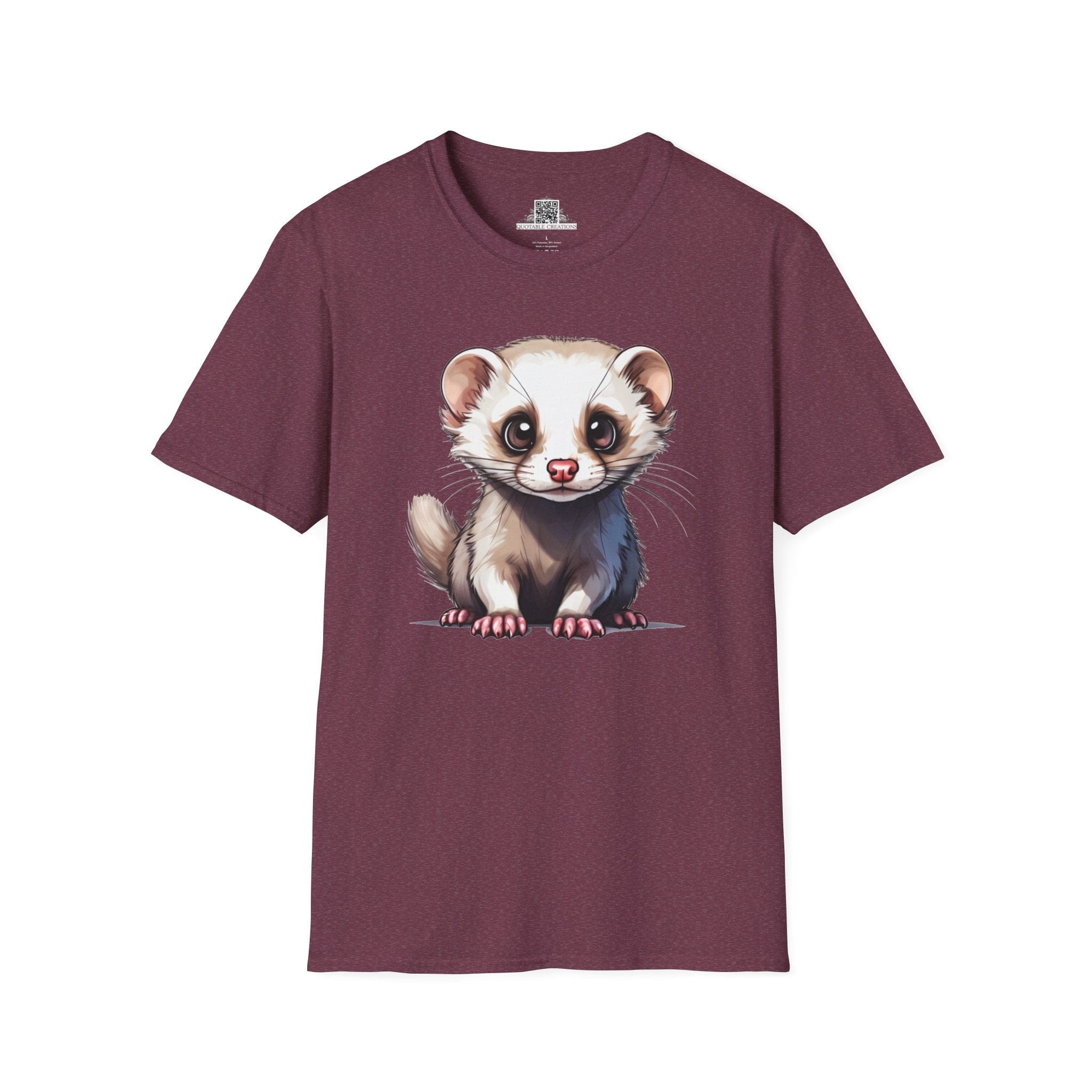 Printify T-Shirt S / Heather Maroon T-Shirt - Baby Ferret - Hyper Cute
