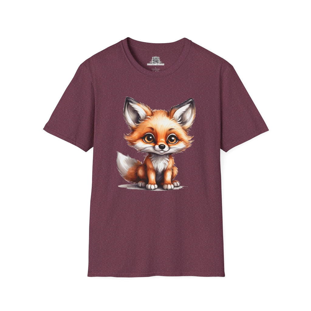 Printify T-Shirt S / Heather Maroon T-Shirt - Baby Fox - Hyper Cute