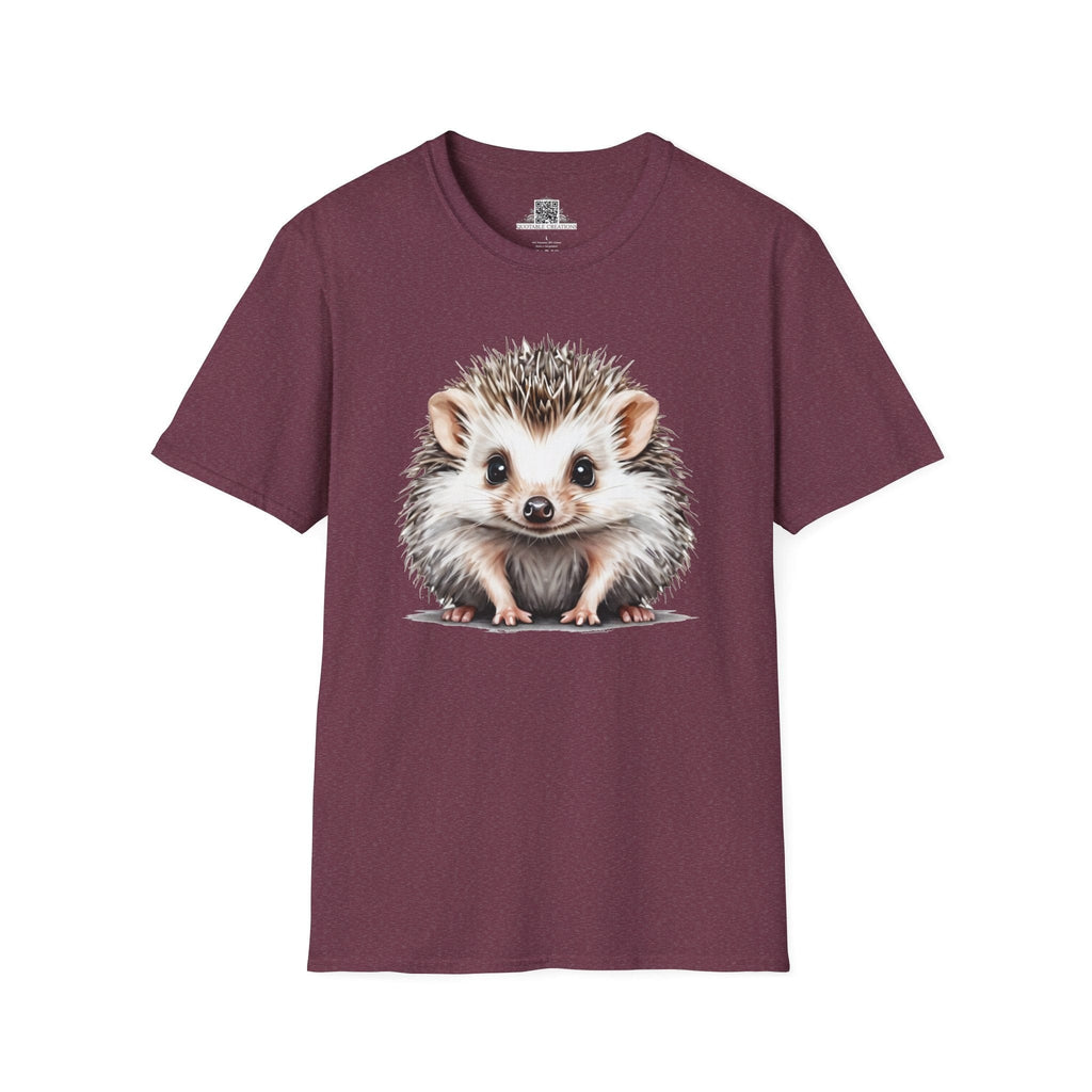 Printify T-Shirt S / Heather Maroon T-Shirt - Baby Hedgehog - Hyper Cute