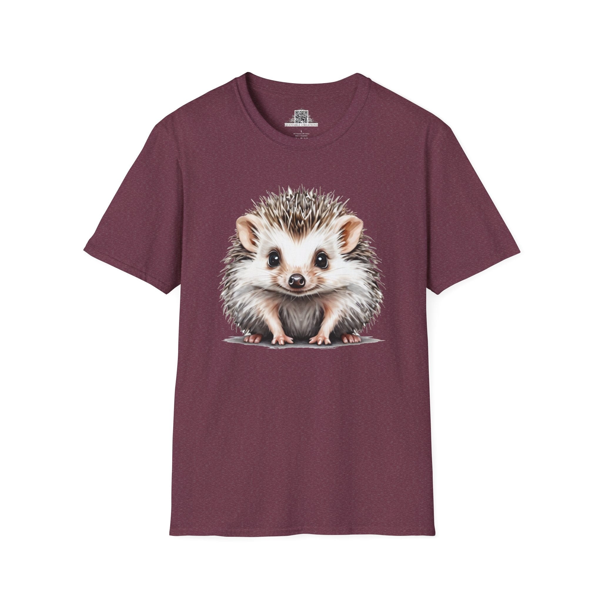 Printify T-Shirt S / Heather Maroon T-Shirt - Baby Hedgehog - Hyper Cute