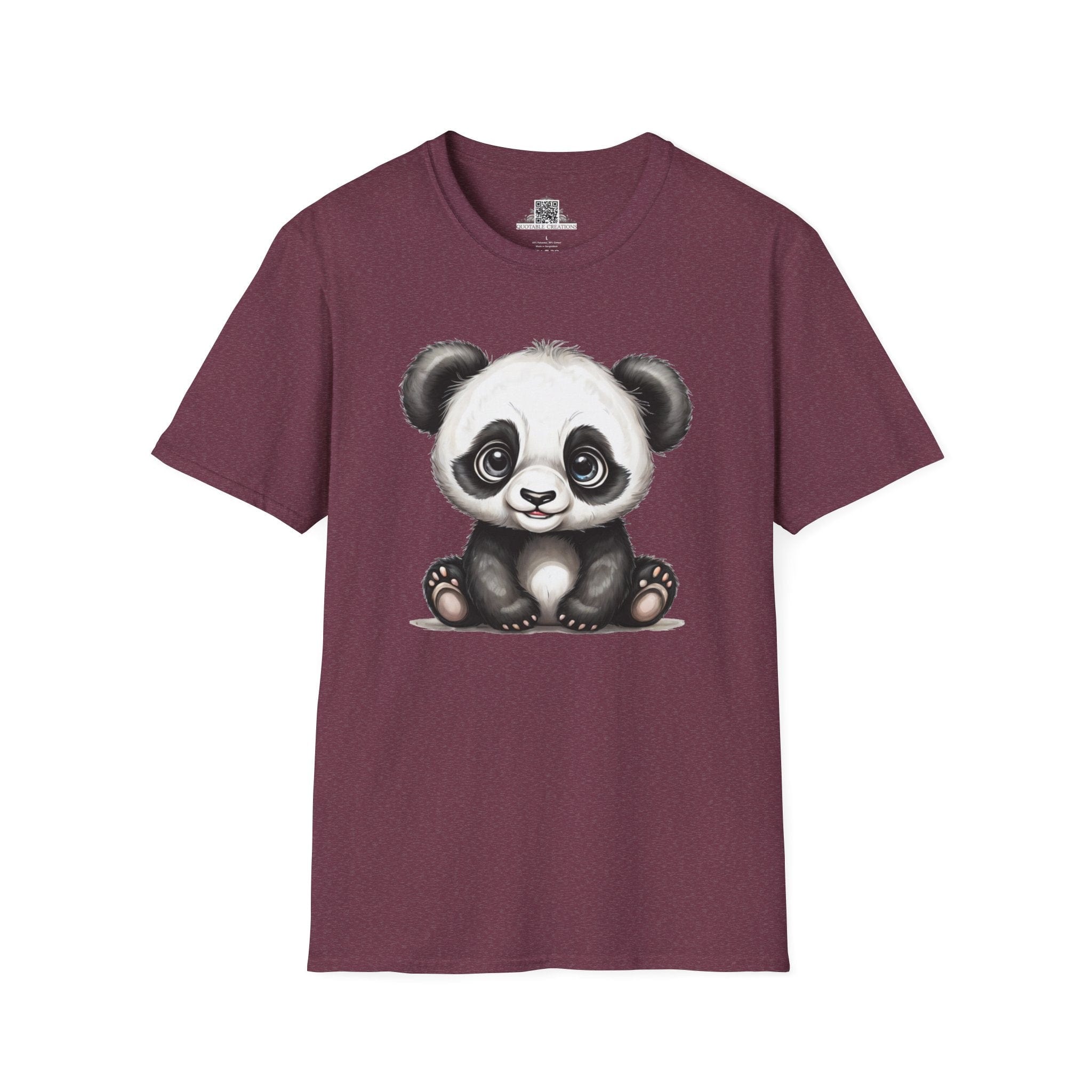 Printify T-Shirt S / Heather Maroon T-Shirt - Baby Panda - Hyper Cute