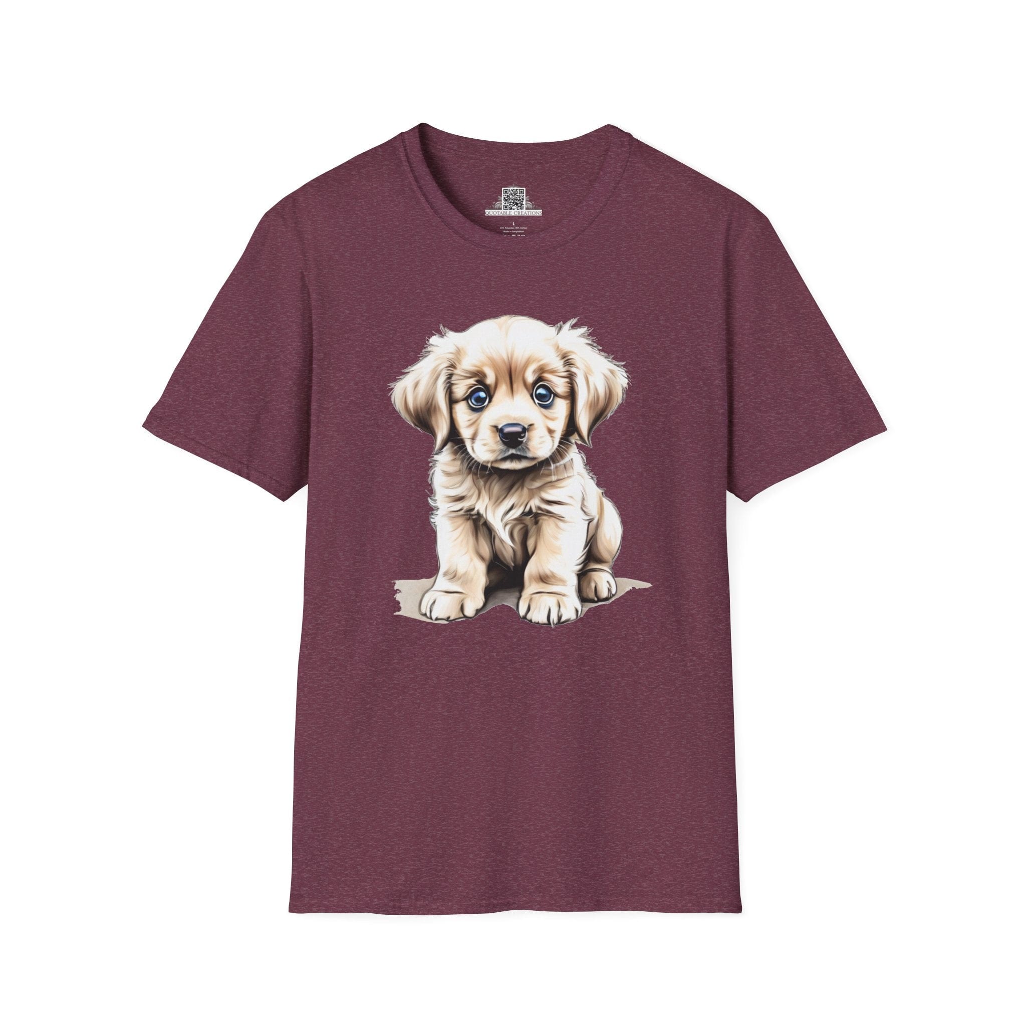 Printify T-Shirt S / Heather Maroon T-Shirt - Baby Puppy - Hyper Cute