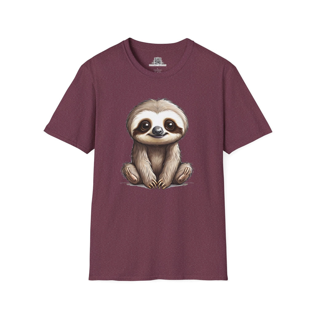 Printify T-Shirt S / Heather Maroon T-Shirt - Baby Sloth - Hyper Cute