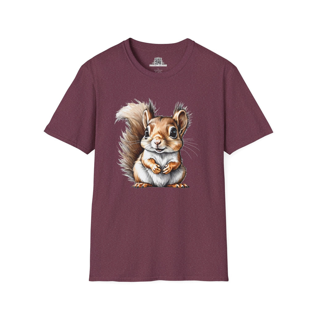 Printify T-Shirt S / Heather Maroon T-Shirt - Baby Squirrel - Hyper Cute