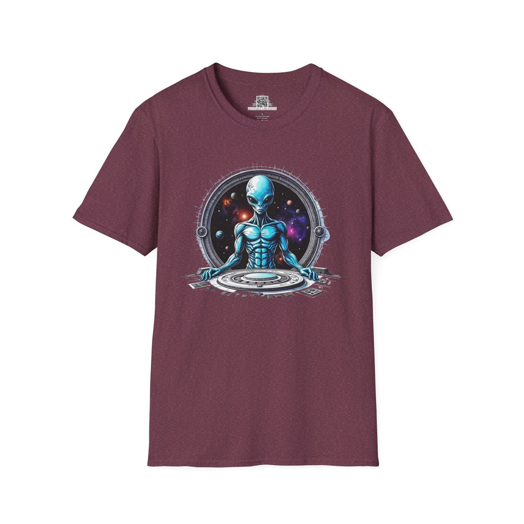 Printify T-Shirt S / Heather Maroon T-Shirt - Galactic Traveler Ready for Cosmic Adventures! - Alien & Space