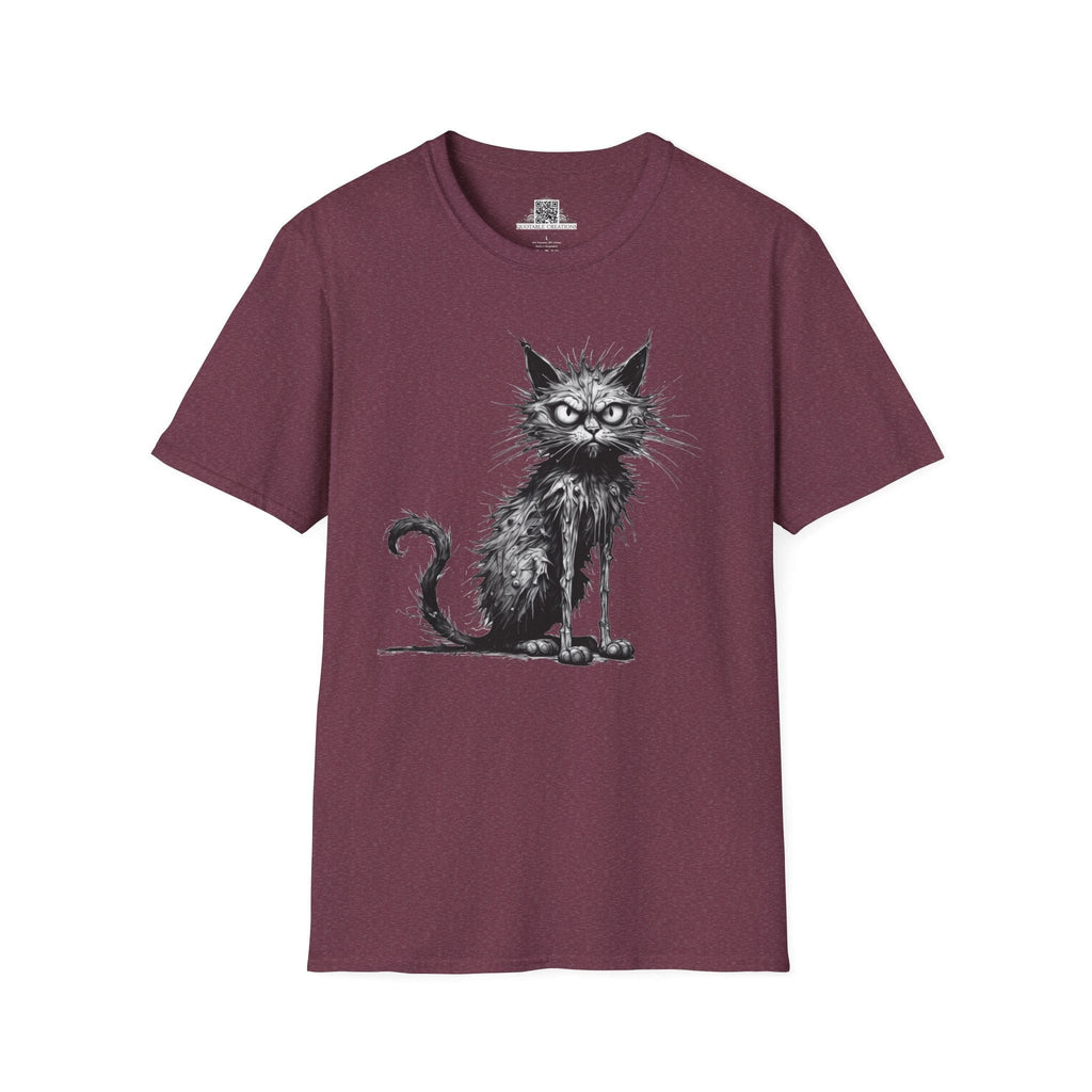 Printify T-Shirt S / Heather Maroon T-Shirt - I'm Fine Cat - Everything's Fine