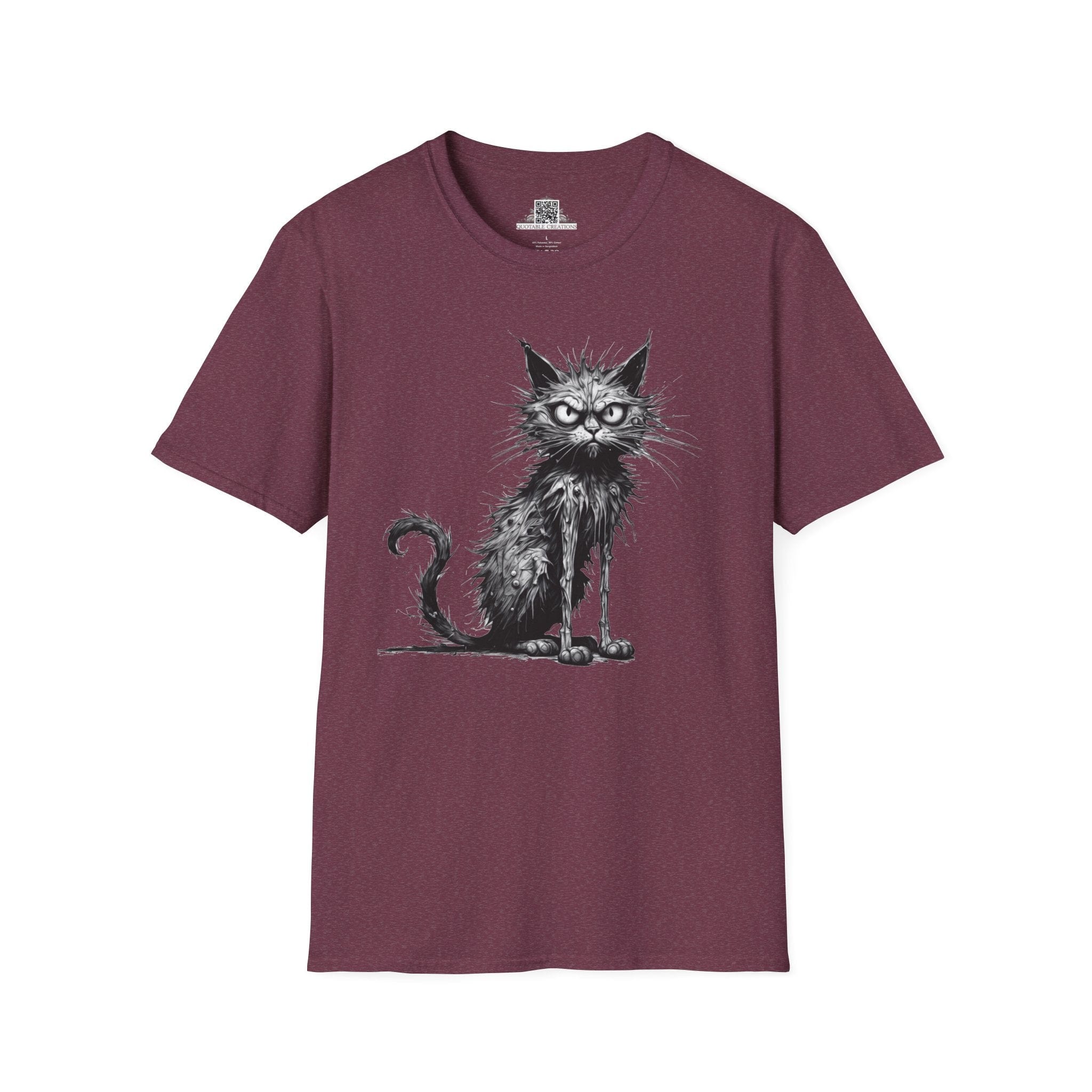 Printify T-Shirt S / Heather Maroon T-Shirt - I'm Fine Cat - Everything's Fine