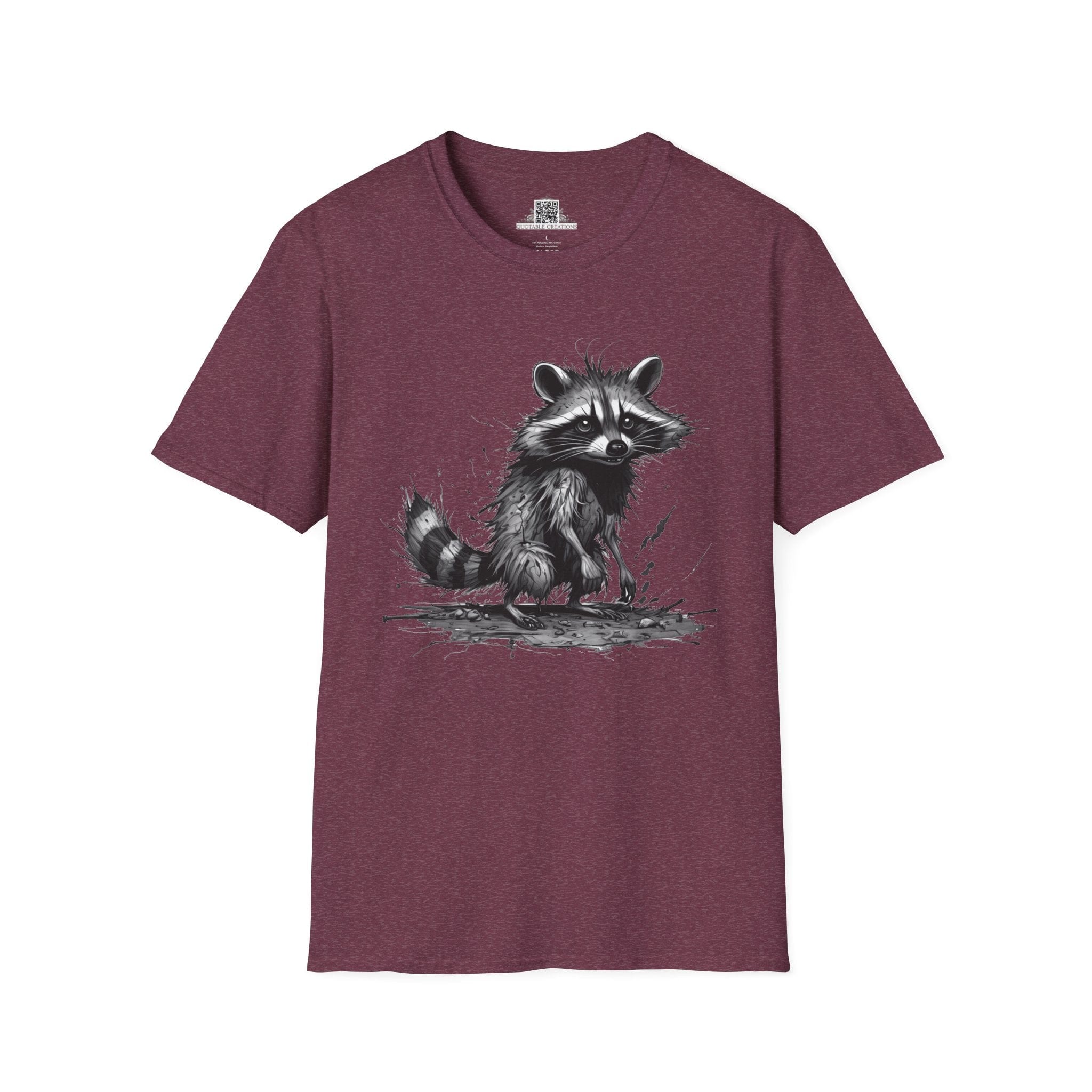Printify T-Shirt S / Heather Maroon T-Shirt - I'm Fine Raccoon - Everything's Fine