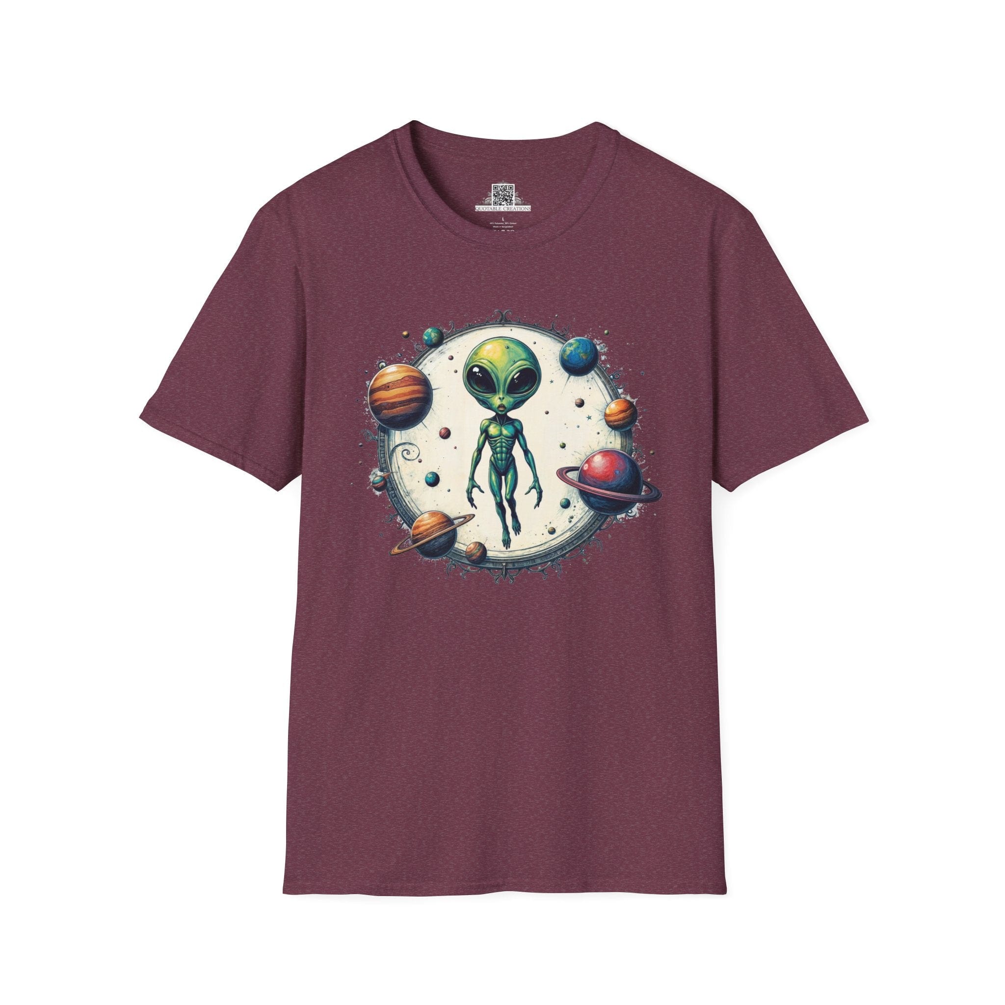 Printify T-Shirt S / Heather Maroon T-Shirt - Lost in Space, But Finding Fun Everywhere! - Alien & Space