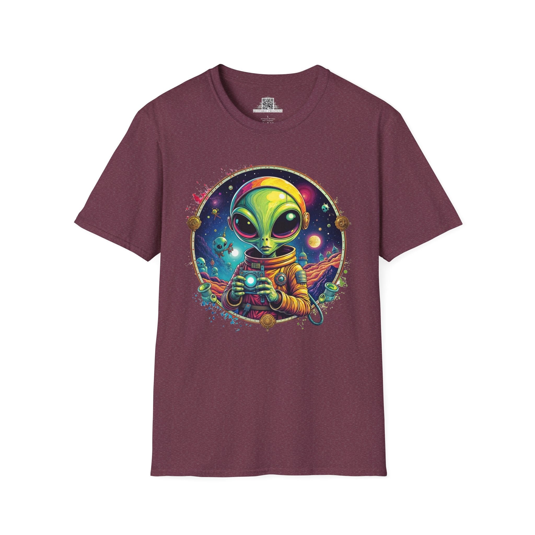 Printify T-Shirt S / Heather Maroon T-Shirt - Take Me to Your Leader… After a Quick Selfie! - Alien & Space