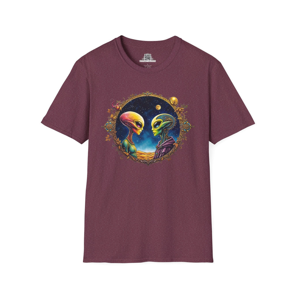 Printify T-Shirt S / Heather Maroon T-Shirt - We Are Not Alone - The Party Just Got Started! - Alien & Space