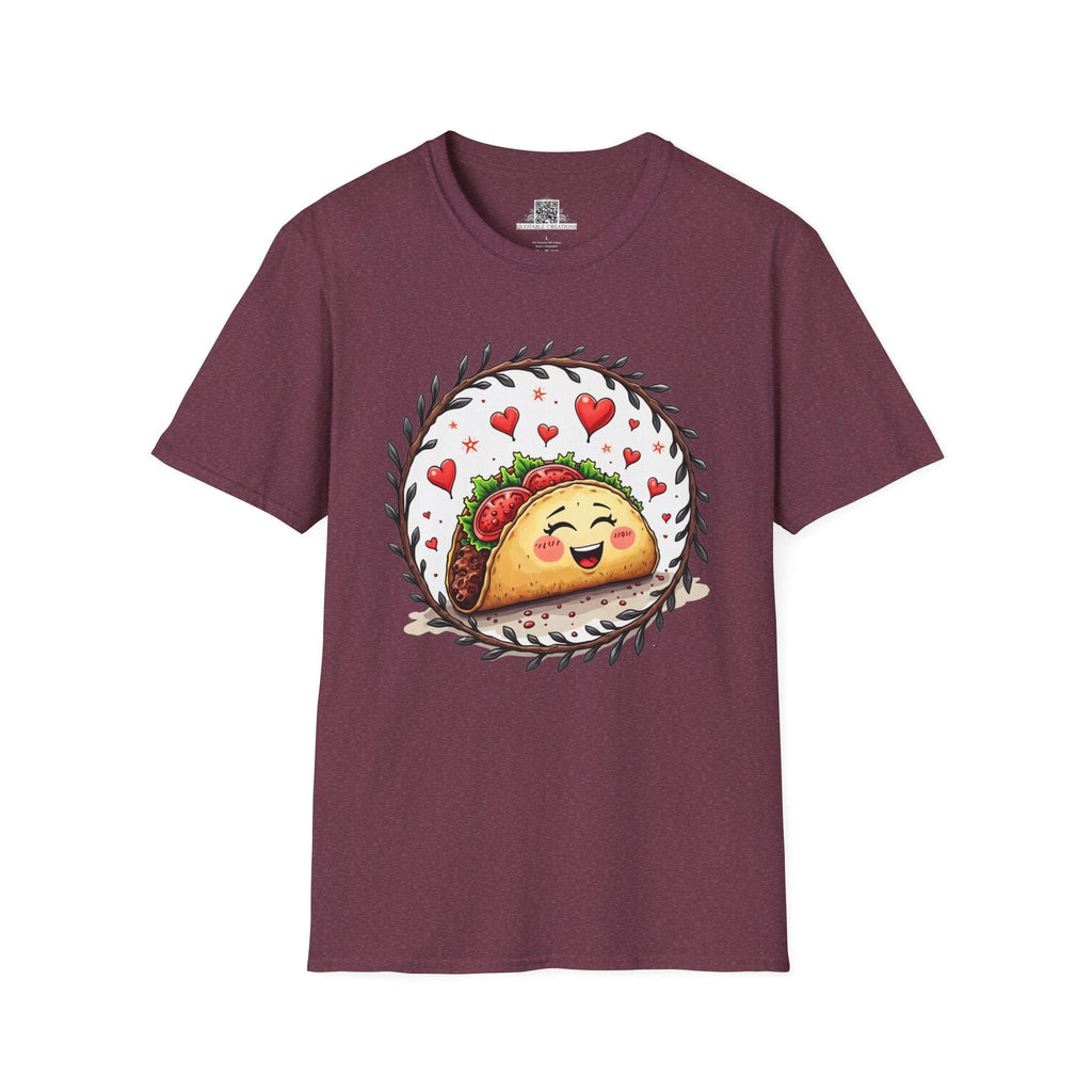 Printify T-Shirt S / Heather Maroon Taco 'Bout Love - Love & Fun T-Shirt