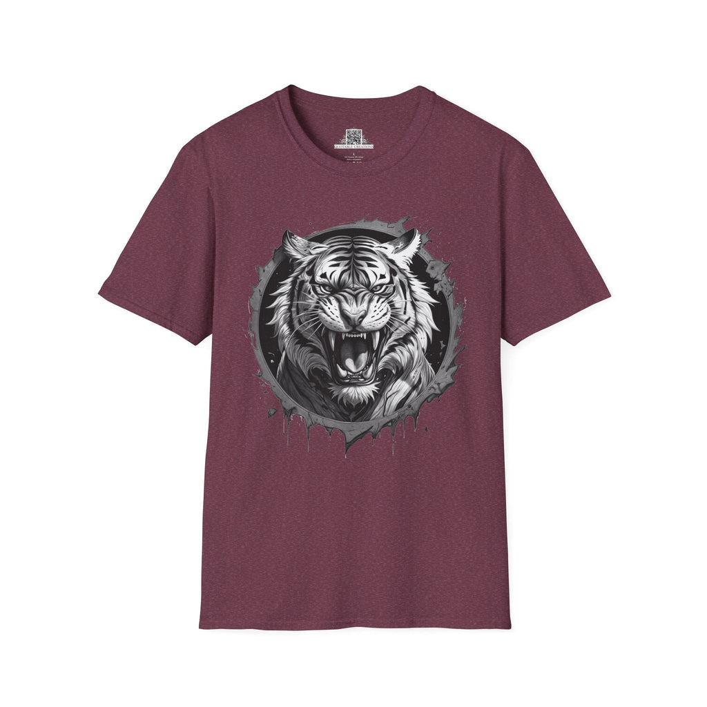 Printify T-Shirt S / Heather Maroon Tiger Wild Motivation - T-Shirt