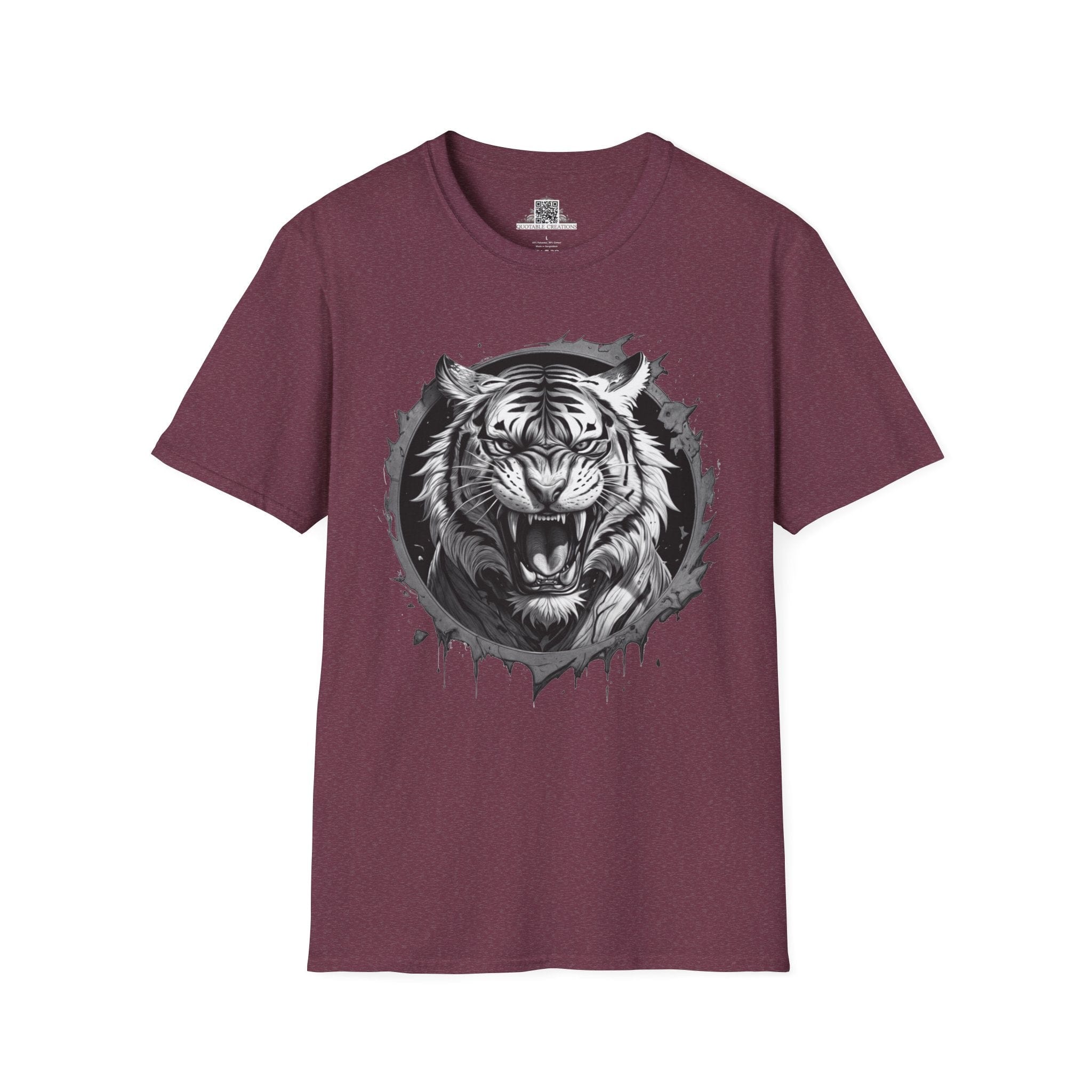 Printify T-Shirt S / Heather Maroon Tiger Wild Motivation - T-Shirt