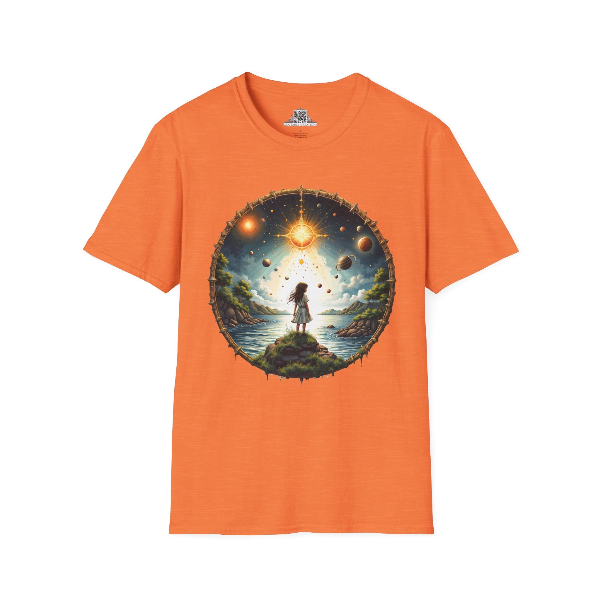 Printify T-Shirt S / Heather Orange Exploring the Final Frontier UFO & Cosmic - T-Shirt