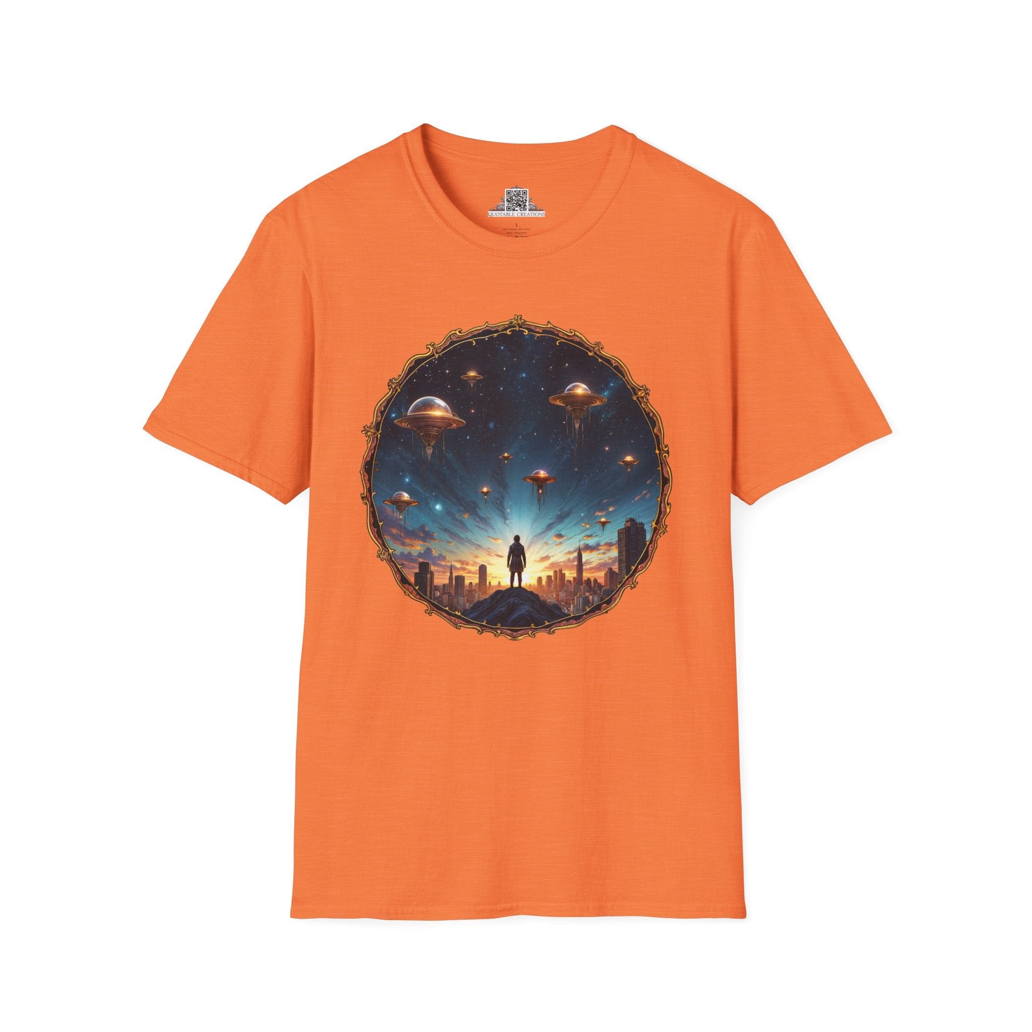 Printify T-Shirt S / Heather Orange Galactic Connections UFO & Cosmic - T-Shirt