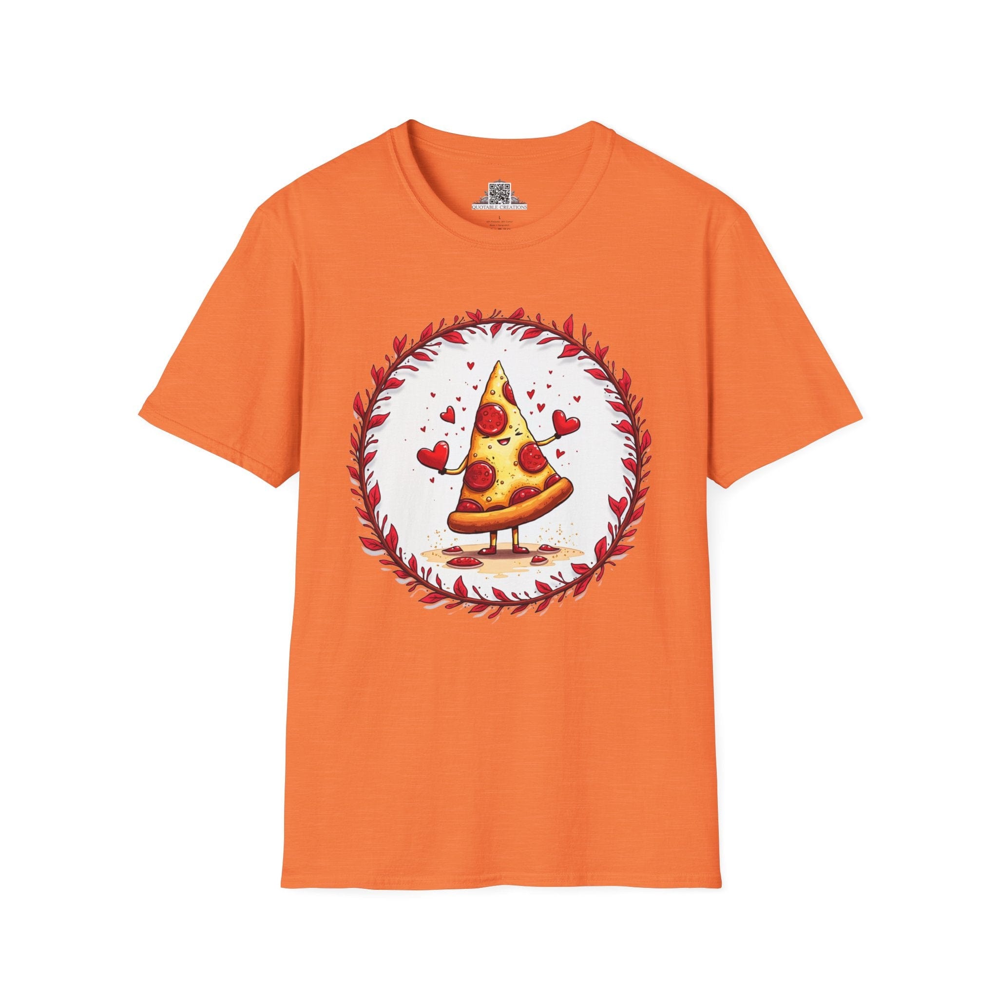 Printify T-Shirt S / Heather Orange Love at First Bite Pizza - Love & Fun T-Shirt