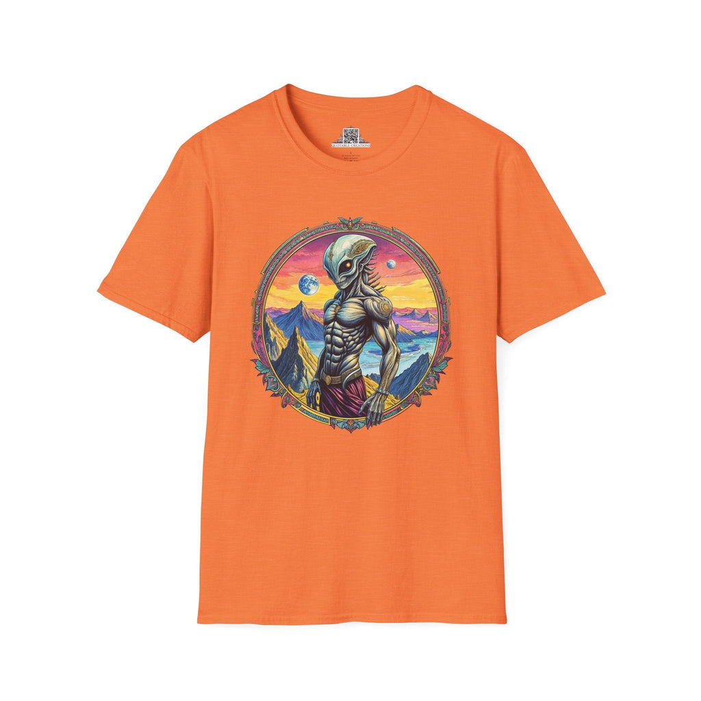 Printify T-Shirt S / Heather Orange T-Shirt - Adventures Beyond the Stars Await - Let’s Blast Off - Alien & Space