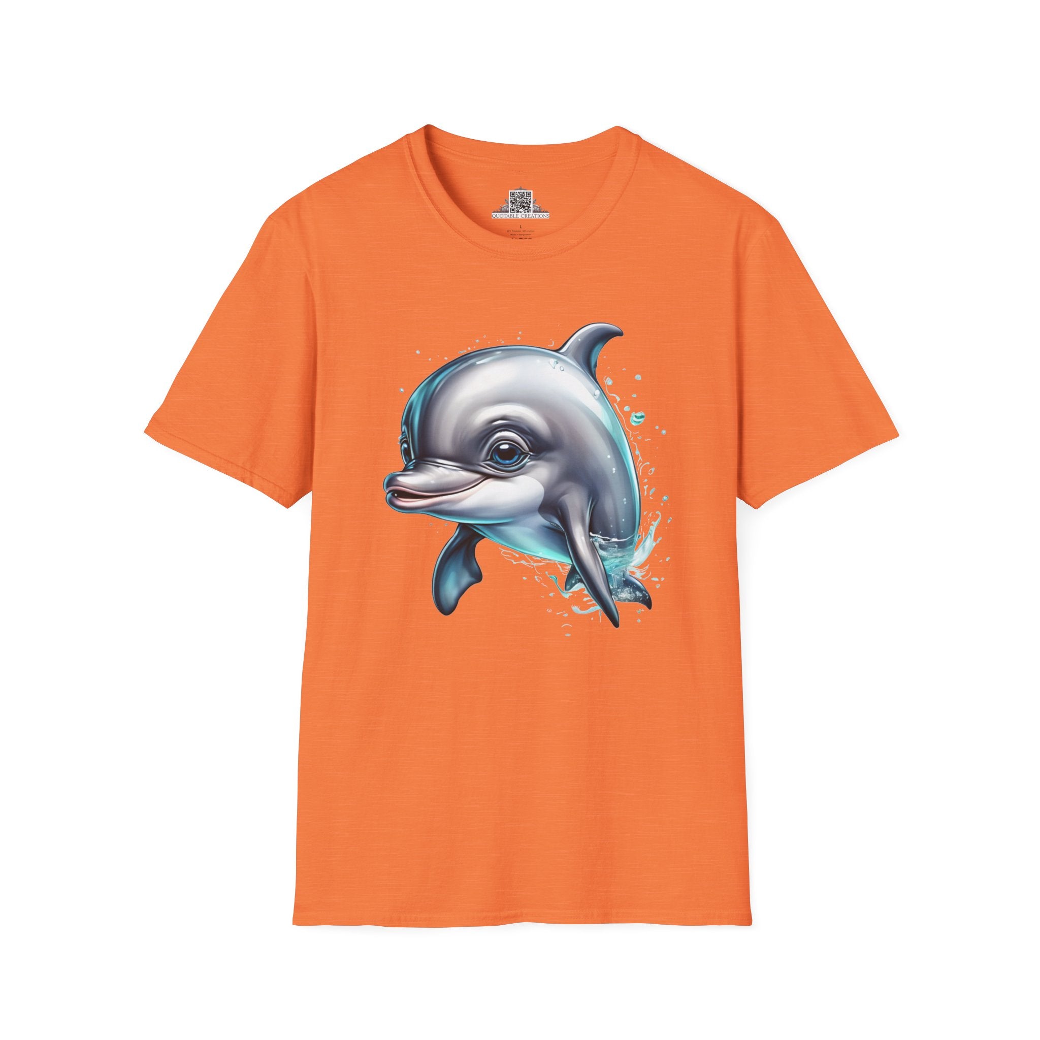 Printify T-Shirt S / Heather Orange T-Shirt - Baby Dolphin - Hyper Cute