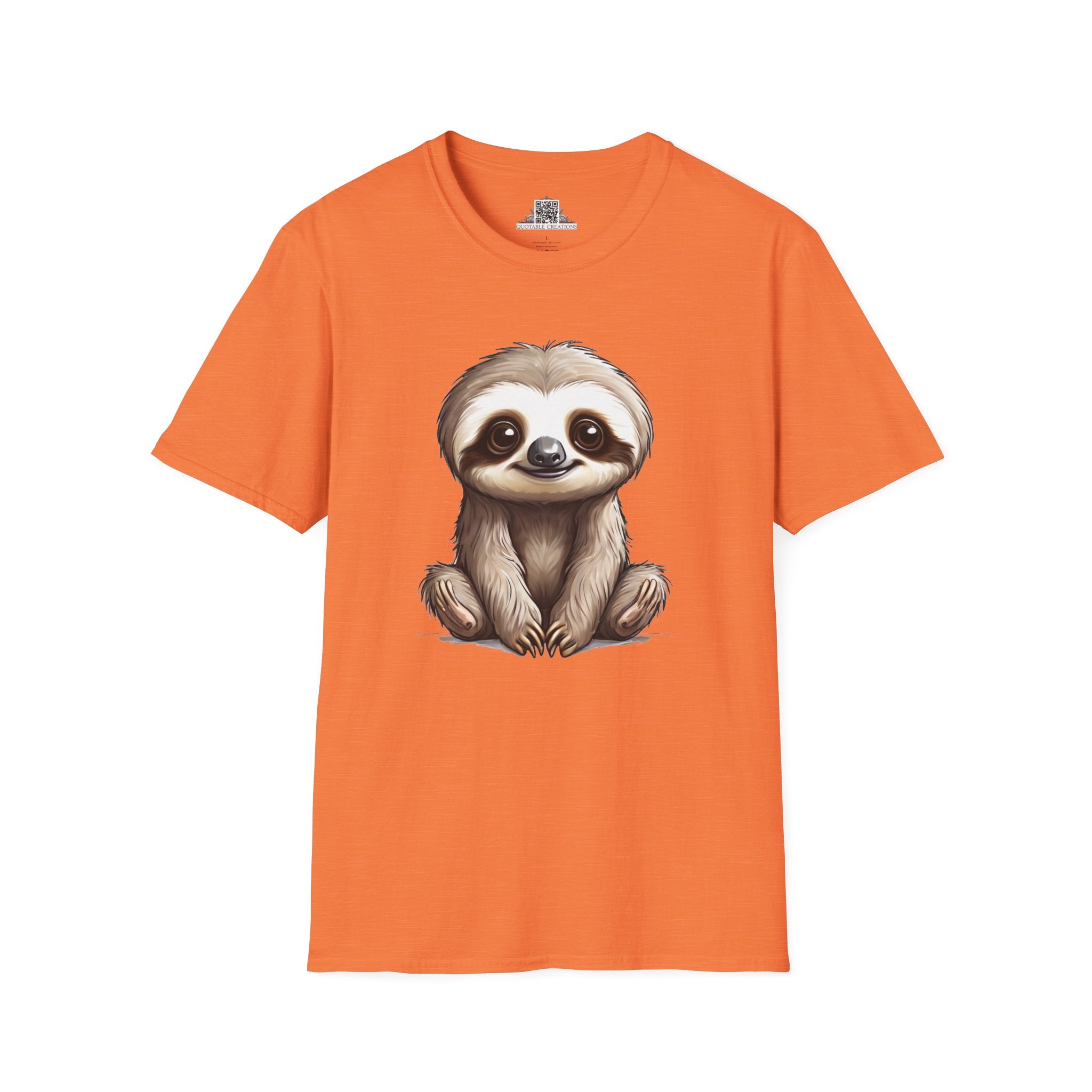 Printify T-Shirt S / Heather Orange T-Shirt - Baby Sloth - Hyper Cute