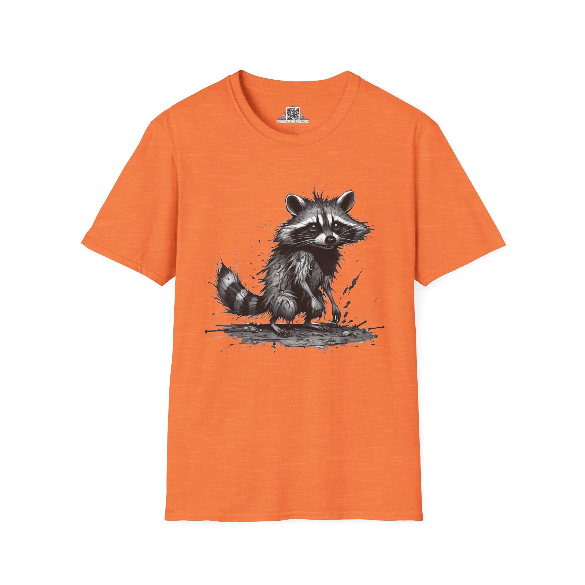 Printify T-Shirt S / Heather Orange T-Shirt - I'm Fine Raccoon - Everything's Fine