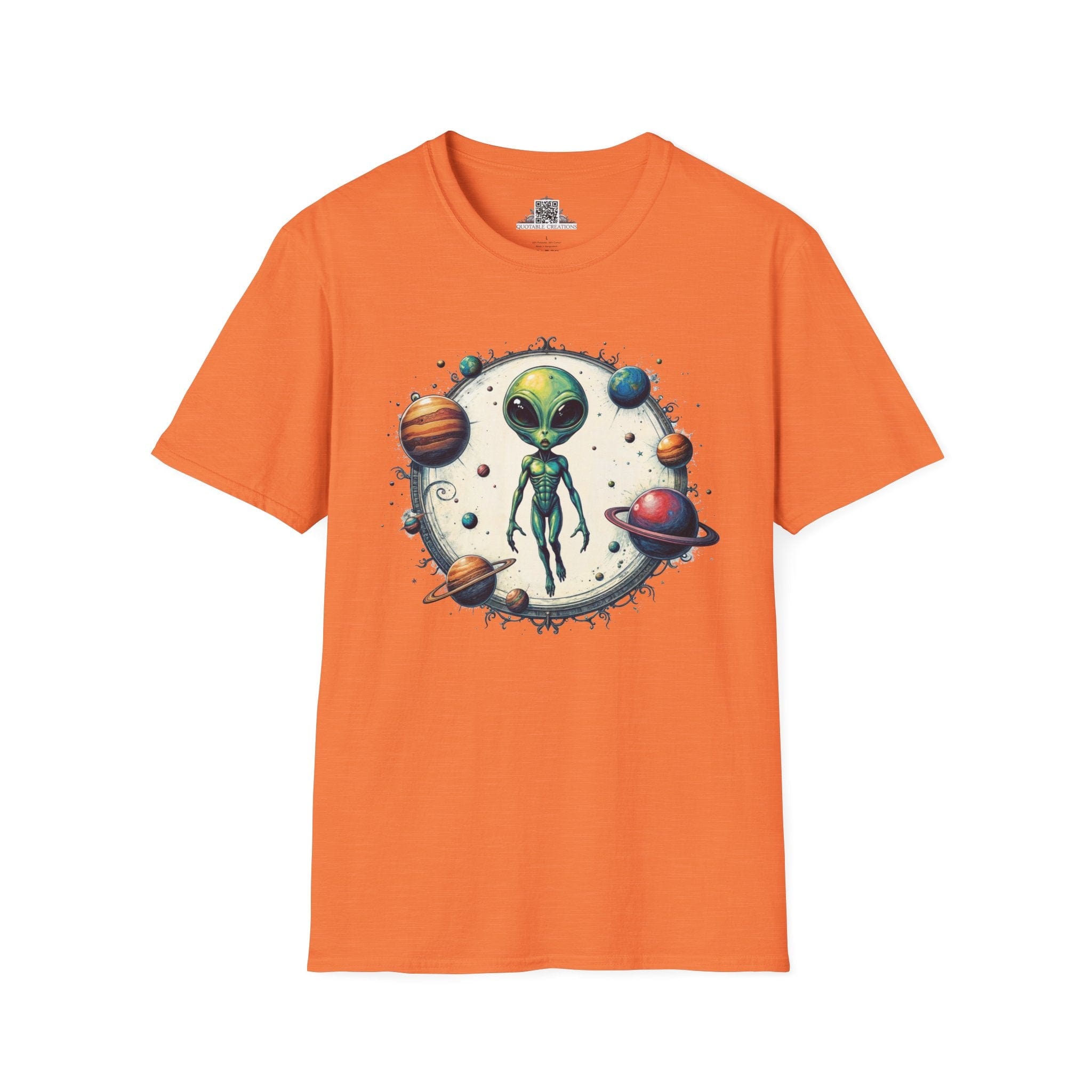 Printify T-Shirt S / Heather Orange T-Shirt - Lost in Space, But Finding Fun Everywhere! - Alien & Space