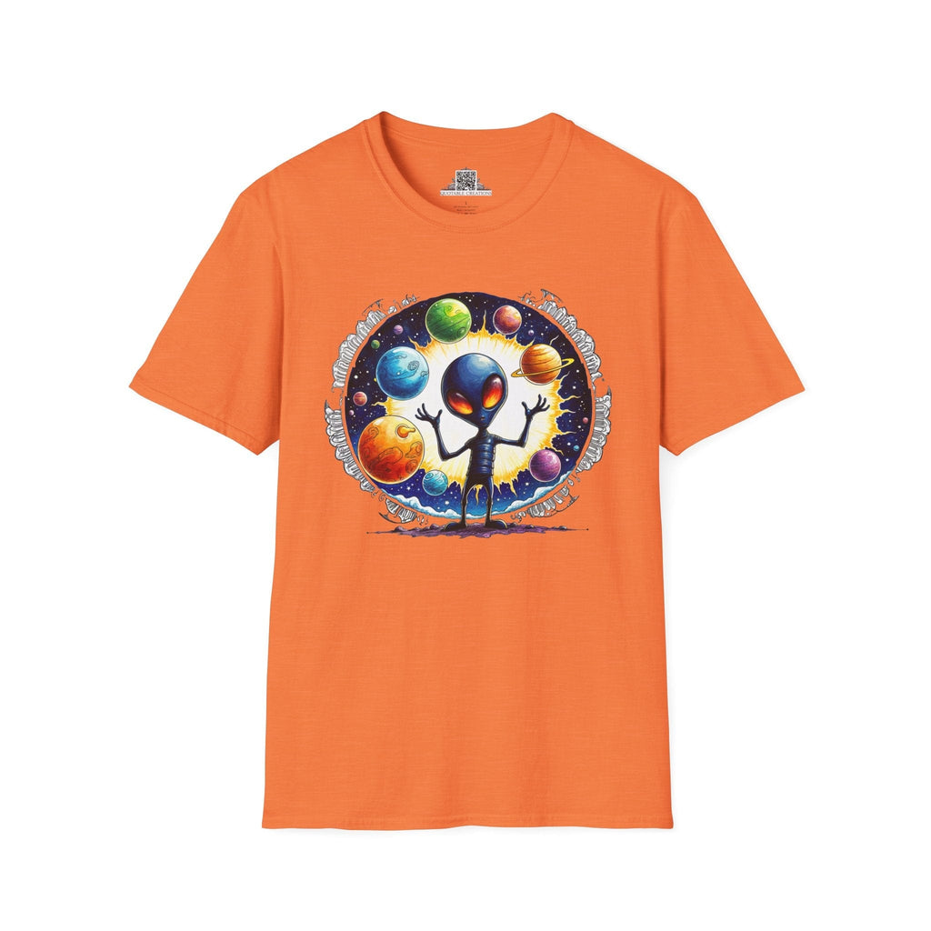 Printify T-Shirt S / Heather Orange T-Shirt - Out of This World Fun is Just a Star Jump Away! - Alien & Space