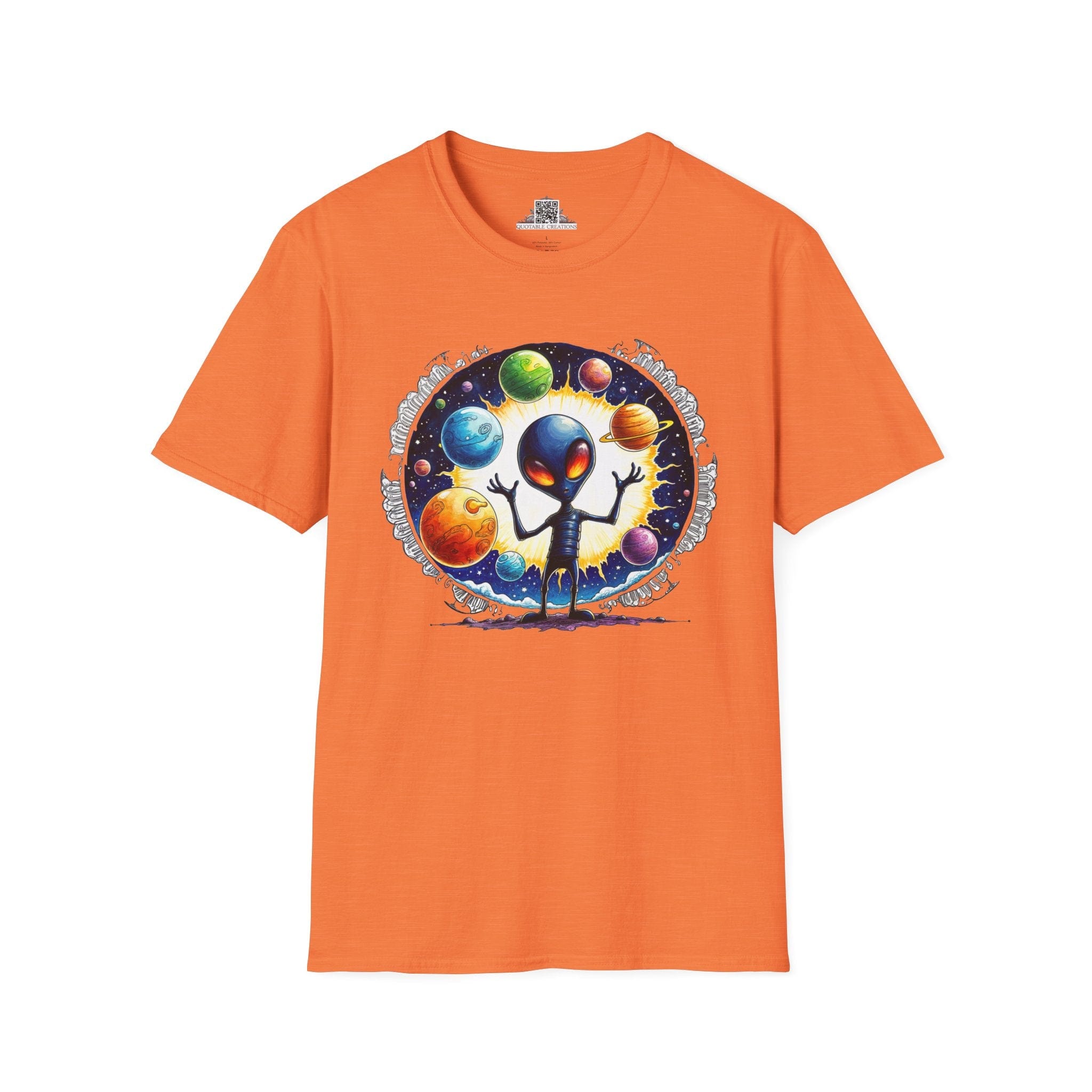 Printify T-Shirt S / Heather Orange T-Shirt - Out of This World Fun is Just a Star Jump Away! - Alien & Space