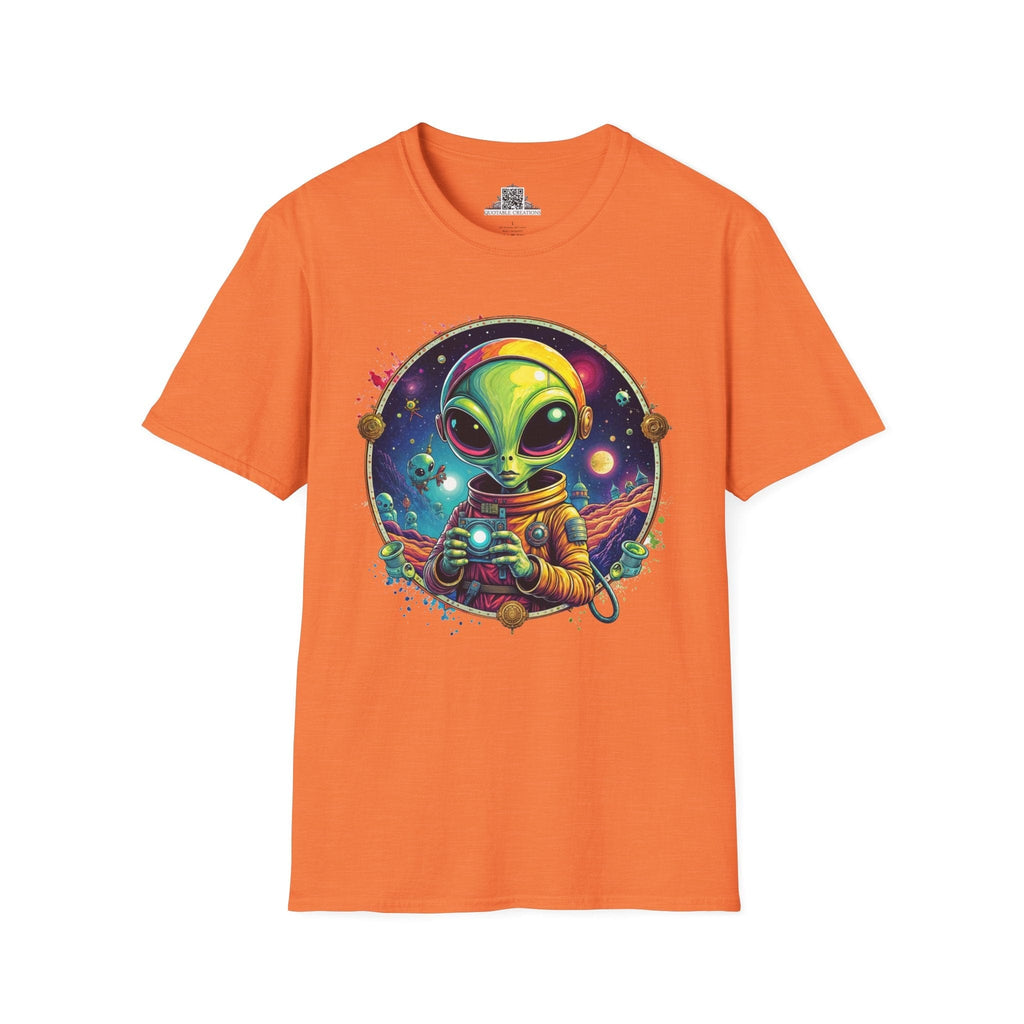 Printify T-Shirt S / Heather Orange T-Shirt - Take Me to Your Leader… After a Quick Selfie! - Alien & Space