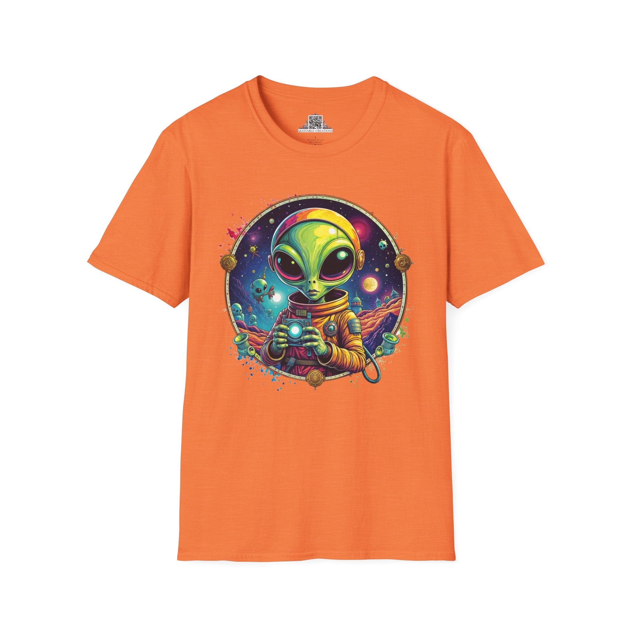 Printify T-Shirt S / Heather Orange T-Shirt - Take Me to Your Leader… After a Quick Selfie! - Alien & Space
