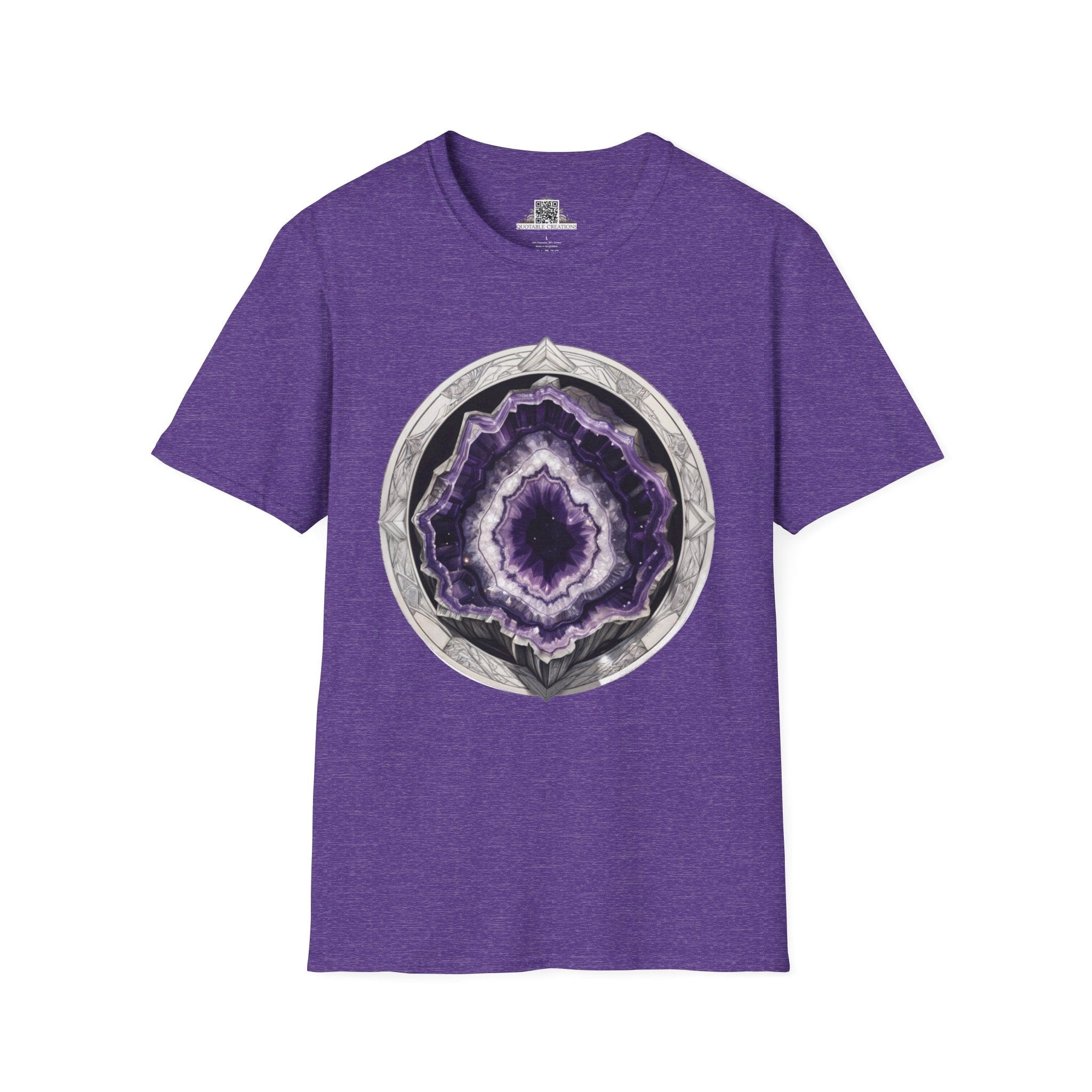 Printify T-Shirt S / Heather Purple Amethyst Crystals Gemstones - T-Shirt