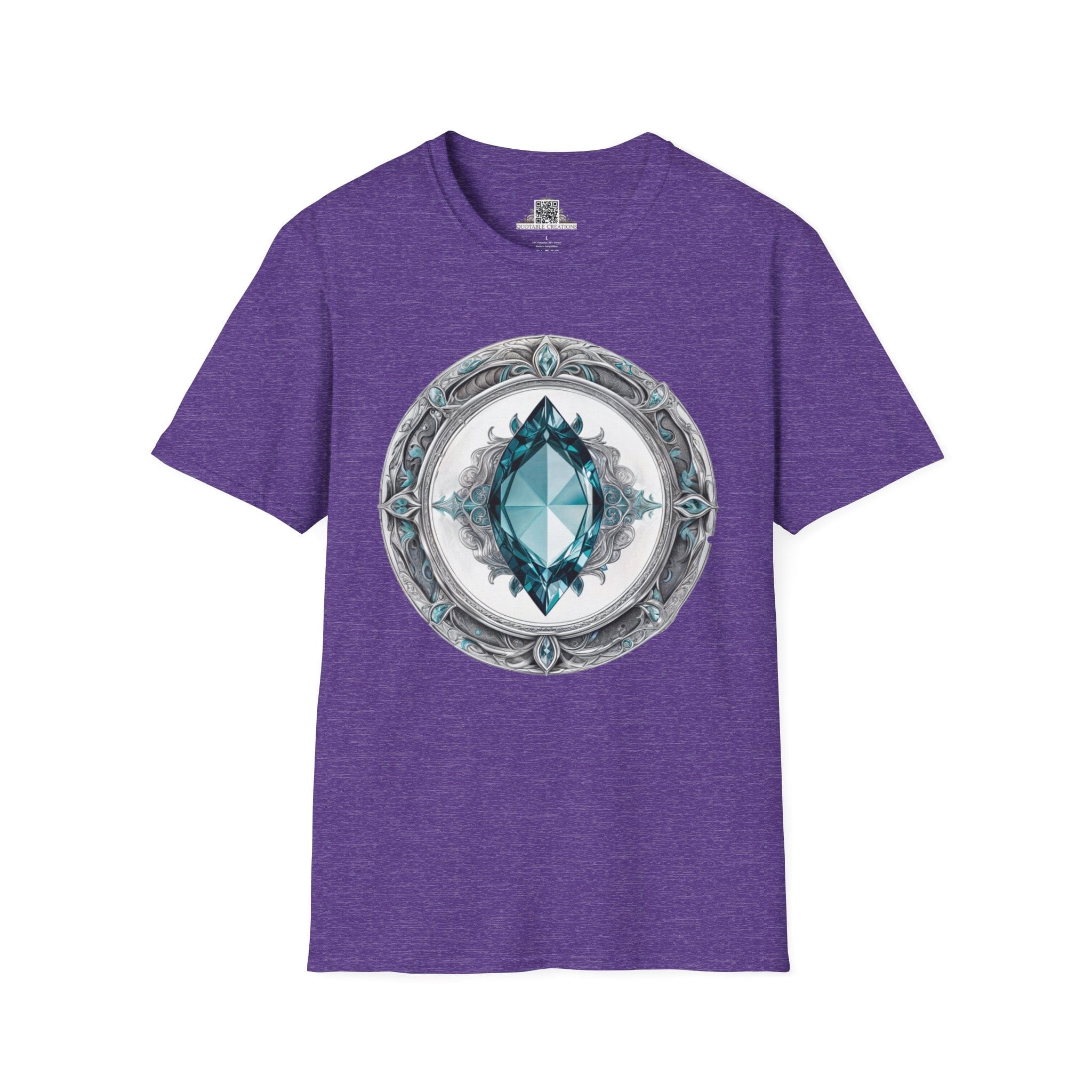 Printify T-Shirt S / Heather Purple Aquamarine Crystals Gemstones - T-Shirt
