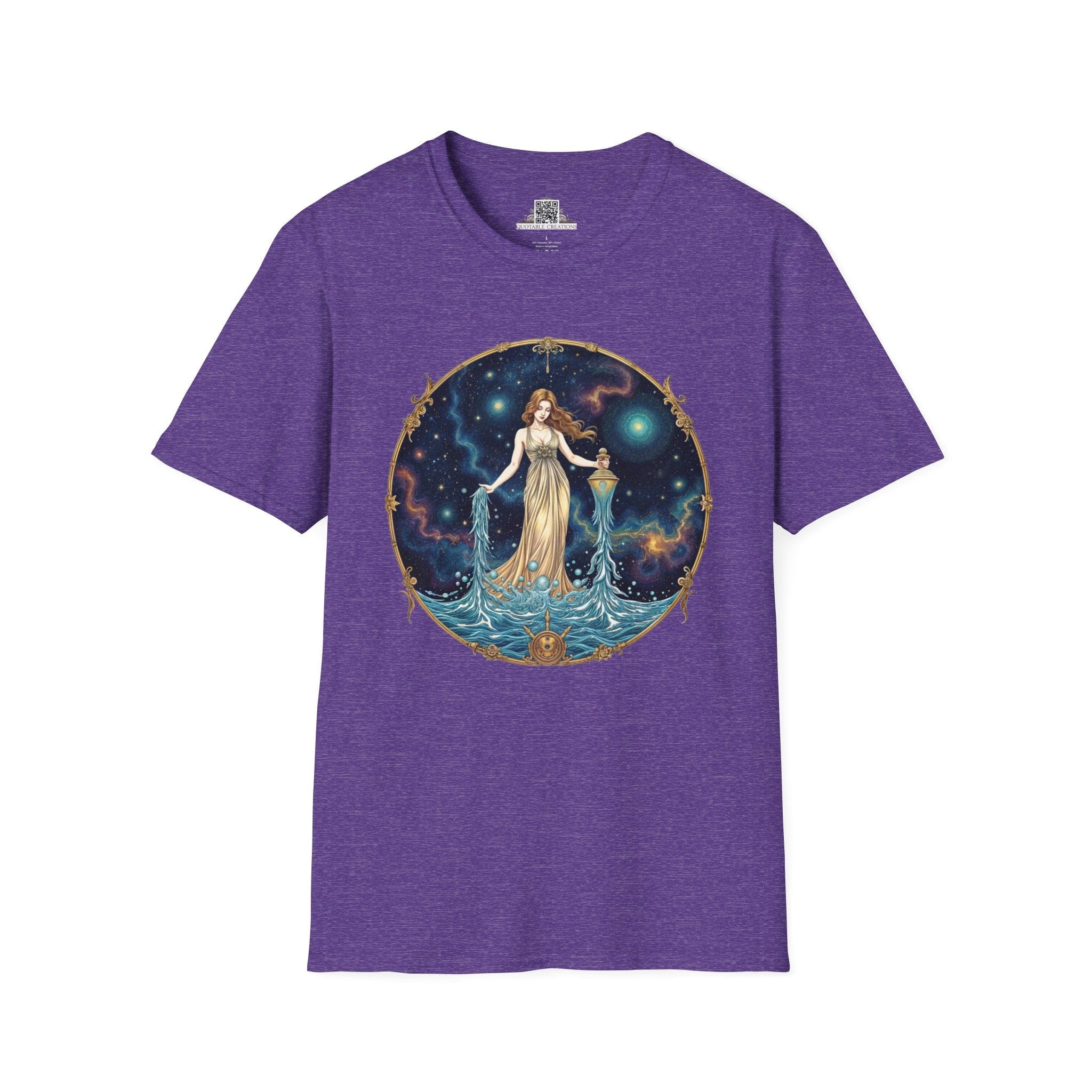 Printify T-Shirt S / Heather Purple Aquarius Zodiac Astrology - T-Shirt
