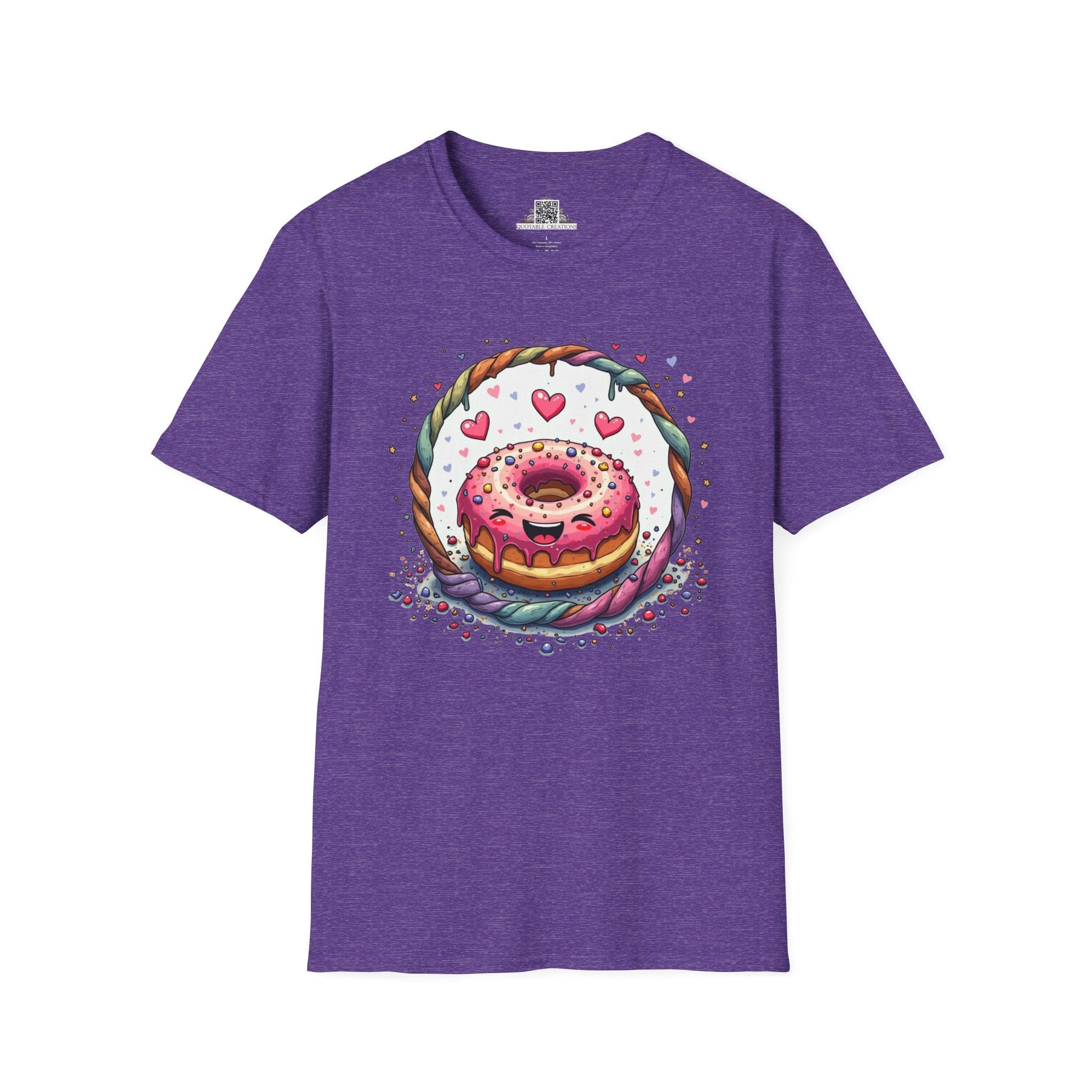 Printify T-Shirt S / Heather Purple Donut Worry - Love & Fun T-Shirt