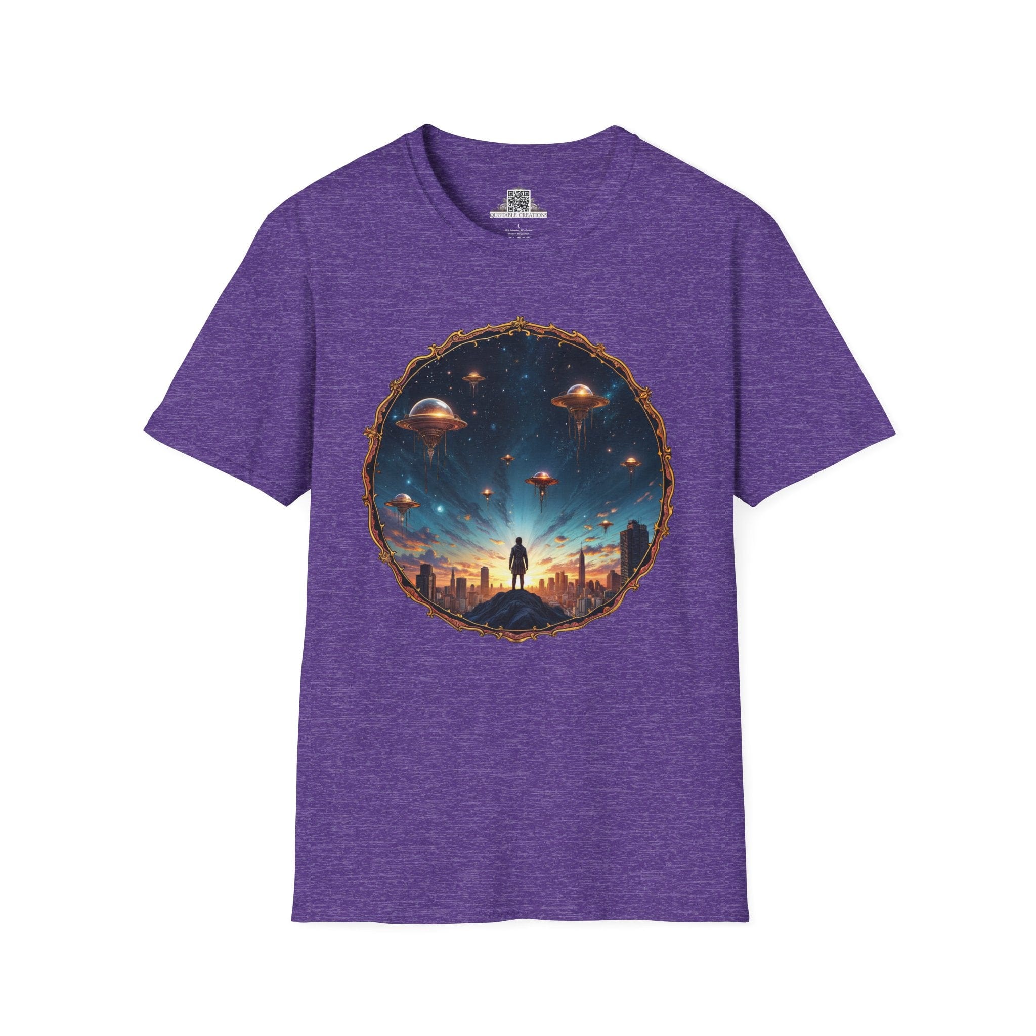 Printify T-Shirt S / Heather Purple Galactic Connections UFO & Cosmic - T-Shirt