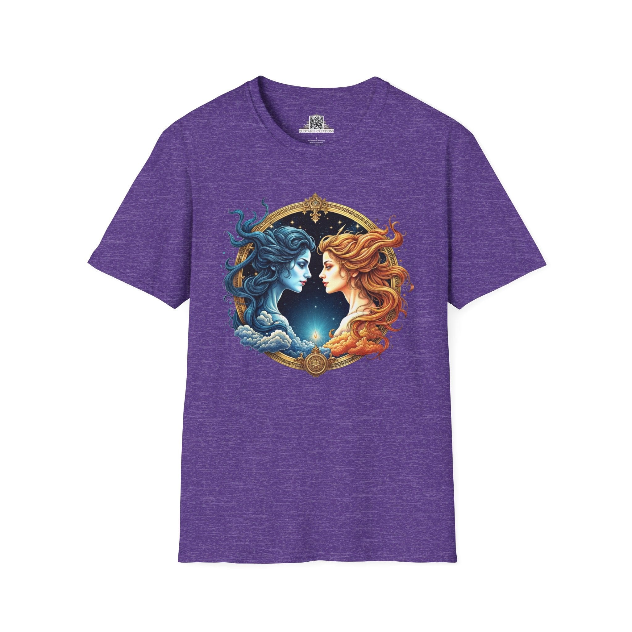 Printify T-Shirt S / Heather Purple Gemini Zodiac Astrology - T-Shirt