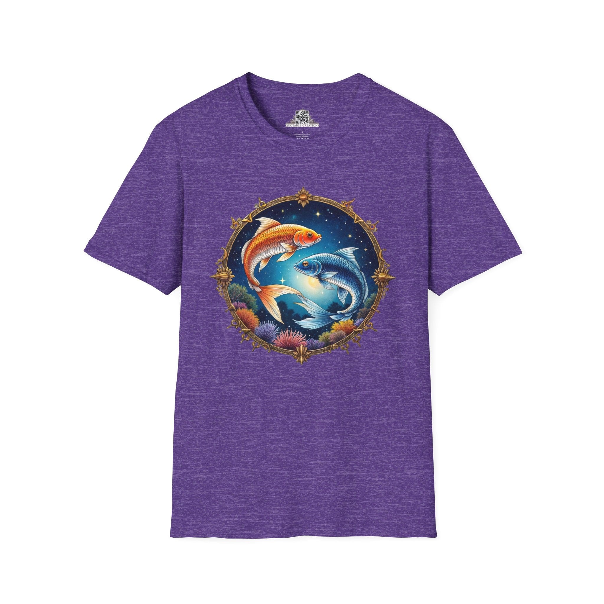 Printify T-Shirt S / Heather Purple Pisces Zodiac Astrology - T-Shirt