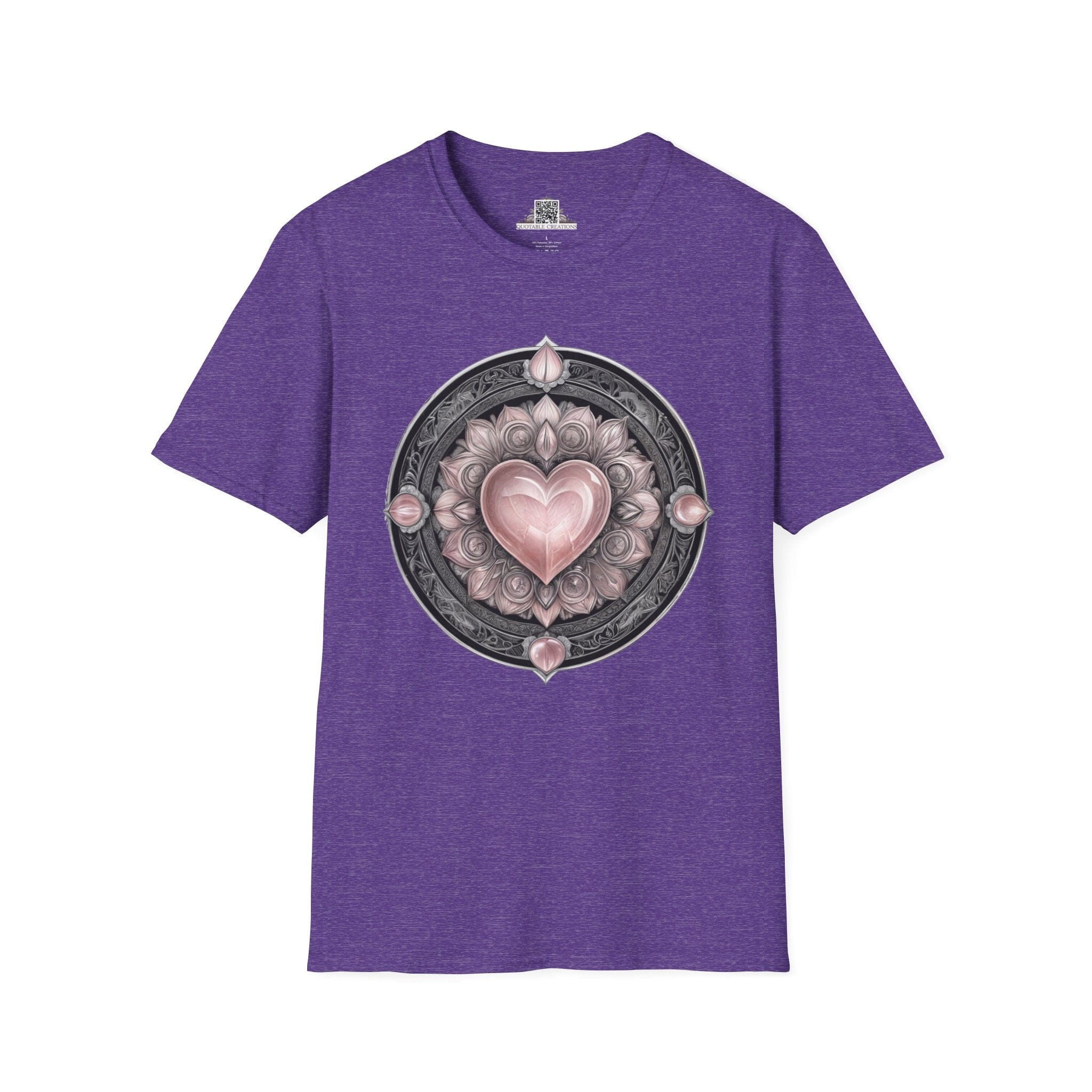 Printify T-Shirt S / Heather Purple Rose Quartz - Crystals & Gemstones T-Shirt
