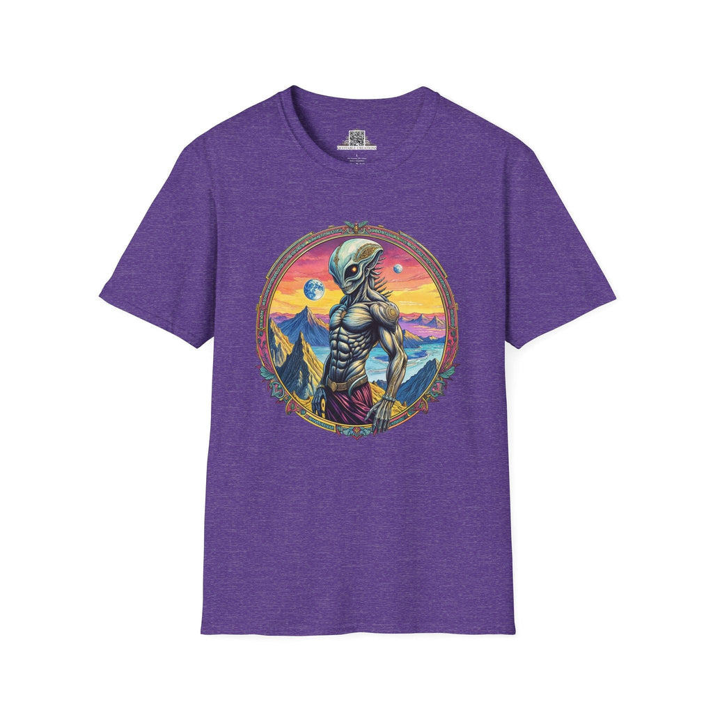 Printify T-Shirt S / Heather Purple T-Shirt - Adventures Beyond the Stars Await - Let’s Blast Off - Alien & Space