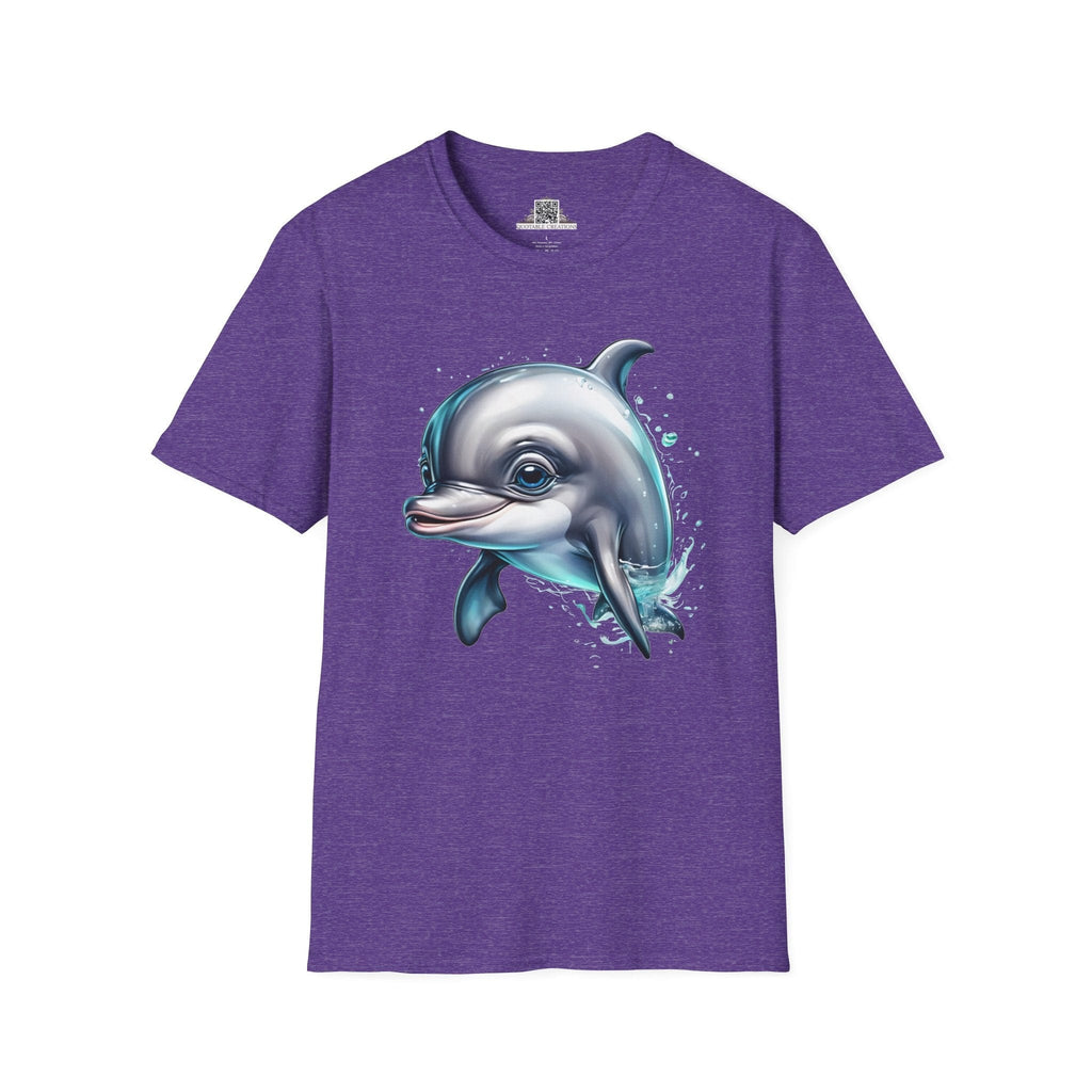 Printify T-Shirt S / Heather Purple T-Shirt - Baby Dolphin - Hyper Cute